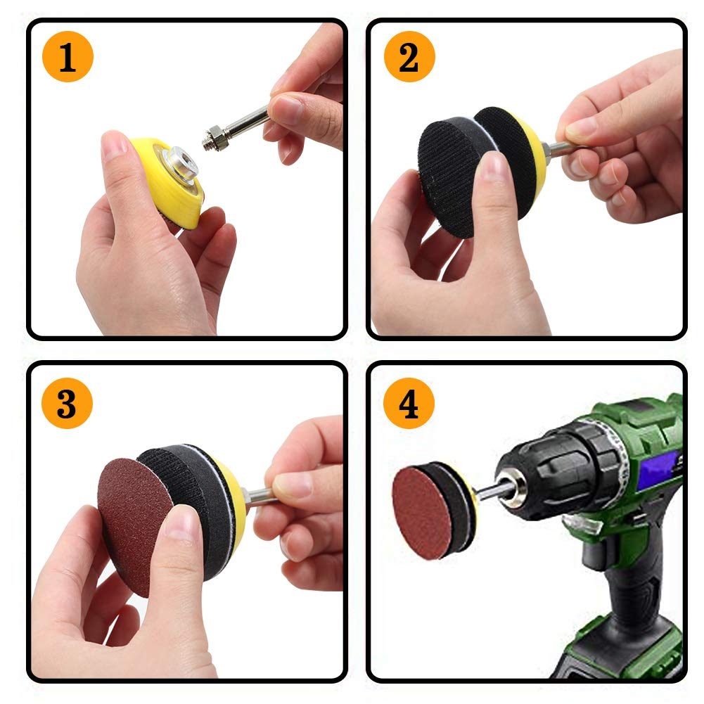 SPEEDWOX 100Pcs Sanding Discs 2 Inch Sandpaper 40 Grit Hook and Loop Sanding Discs for Drill Grinder Rotary Tools No Hole image number 3