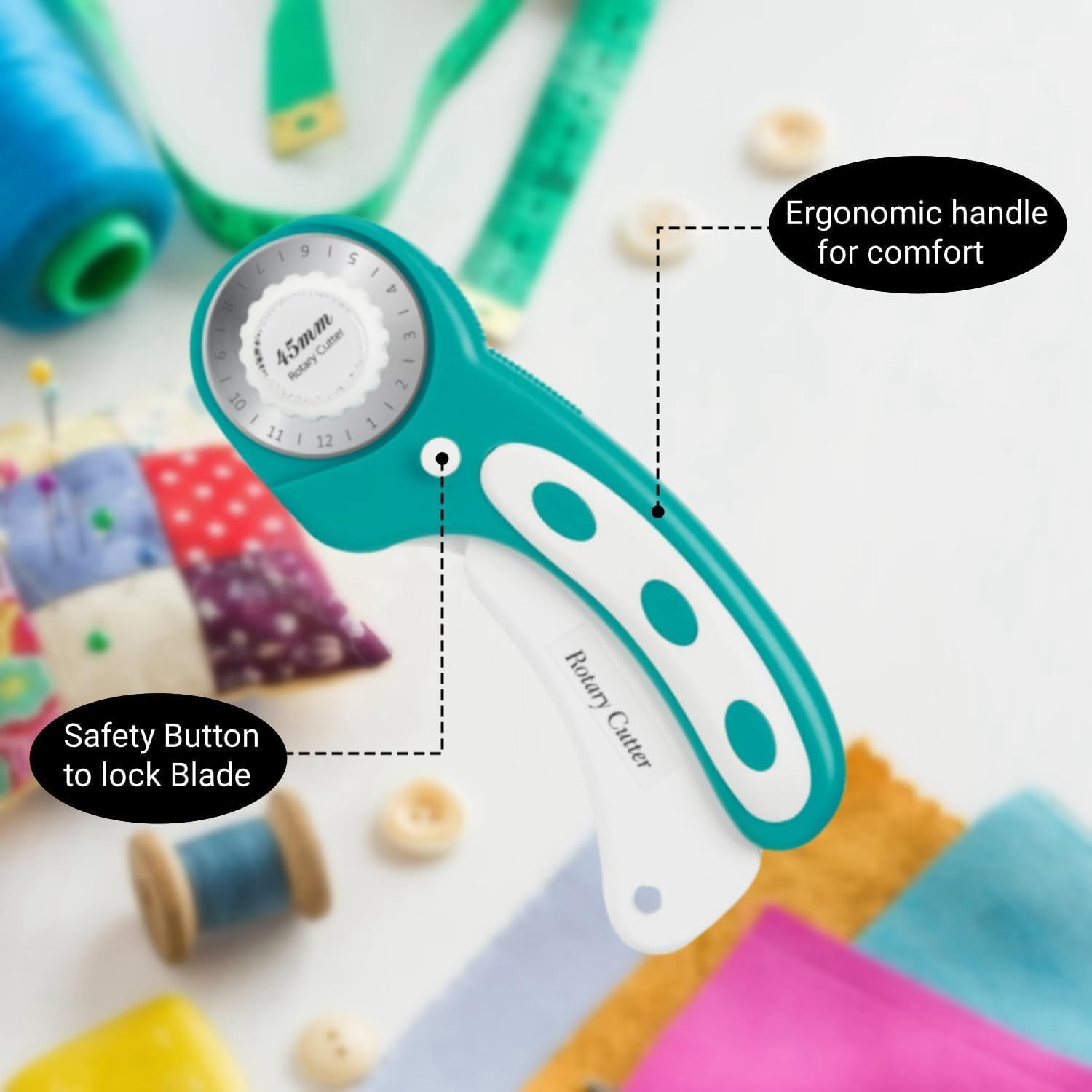 45Mm Rotary Cutter for Fabric Crochet Edge Skip Blade Perforating + 8Pcs Rotary Blades 1Set image number 4