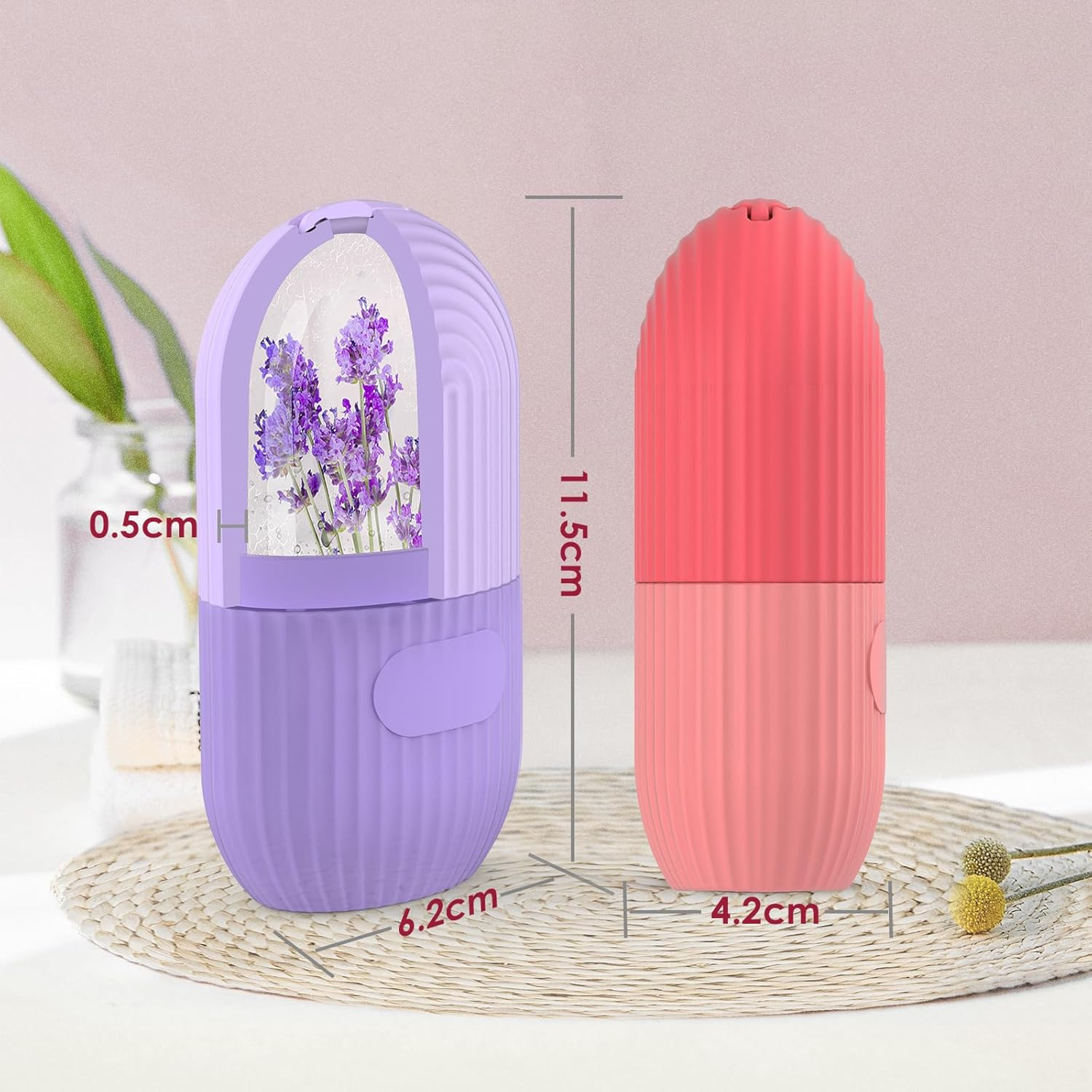 Geeric Ice Face Roller, Silicone Ice Facial Rollers, Cube Face Contour for Eyes Neck, Beauty Facial Massage Roller Remove Dark Circle Pore Shrink Face Roller Skin Care Tools (Purple) - Purple image number 5