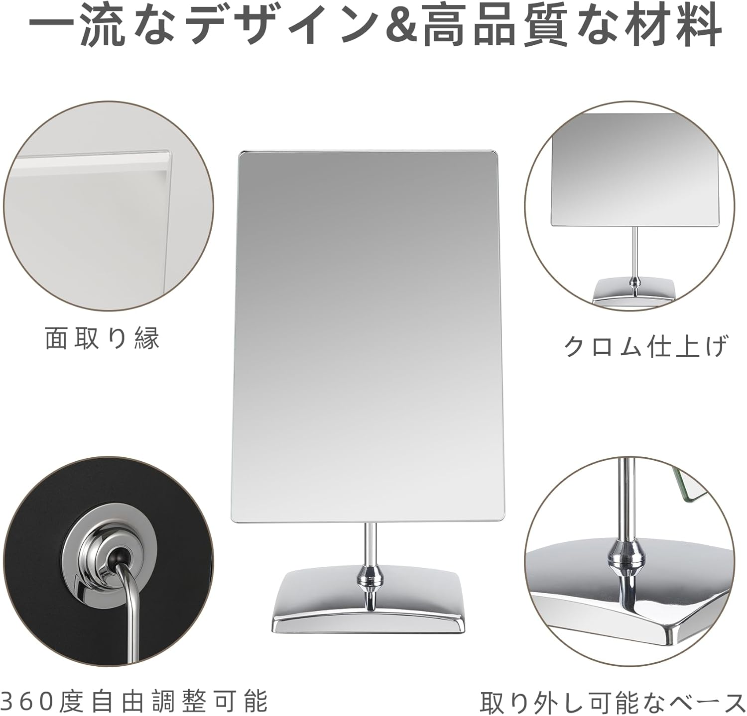 1X Rectangular Makeup Mirror, 18X25Cm Metal Desk Mirror, Table Mirror with Stand, Vanity Mirror for Counter, Bedroom, Bathroom, Dorm image number 1