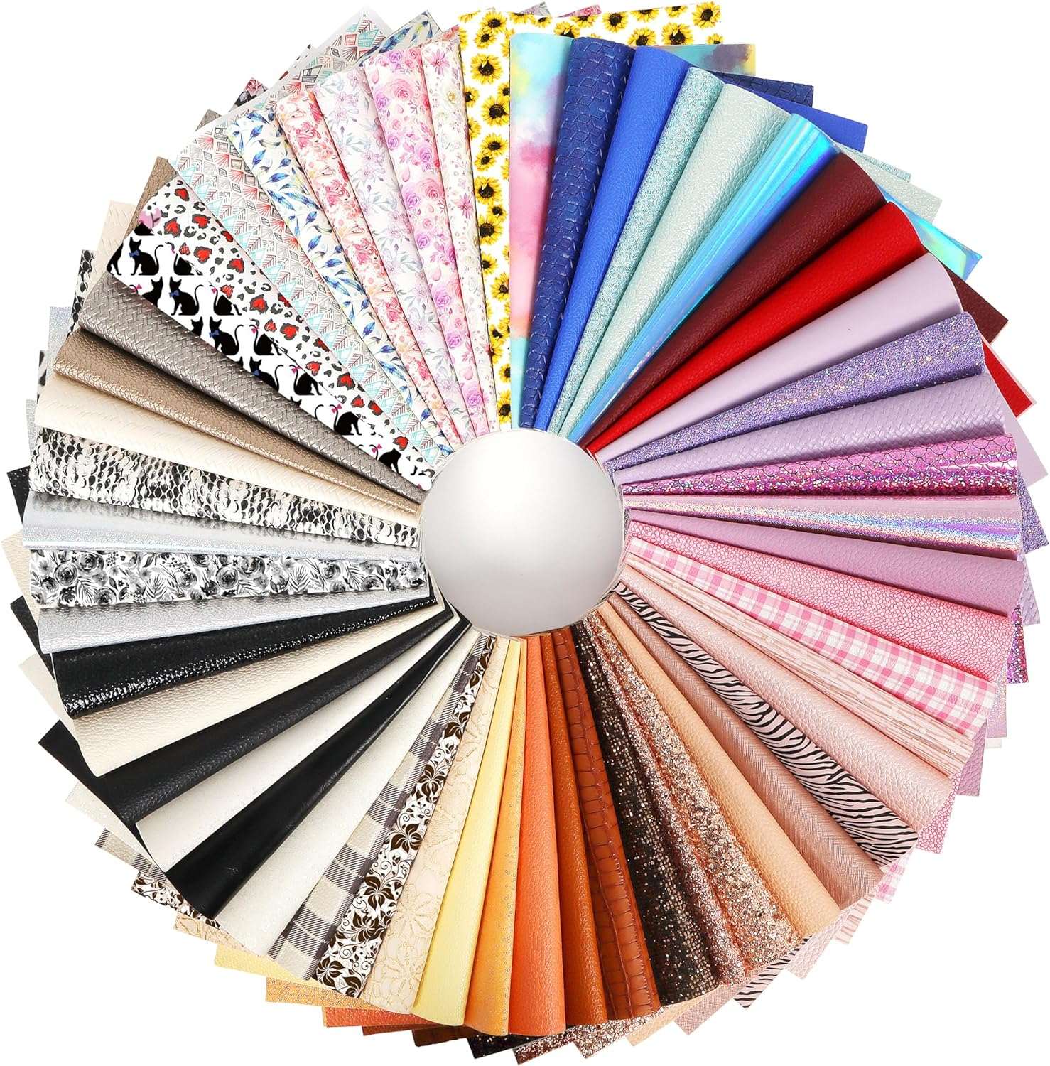 30 Pieces Random Colors Faux Leather Sheets 8X 6Inch Multiple Styles Mixed Glitter Grain Texture Embossed Pattern Printed Colored Leather for Earrings Making Hair Bow and Crafts DIY image number 2