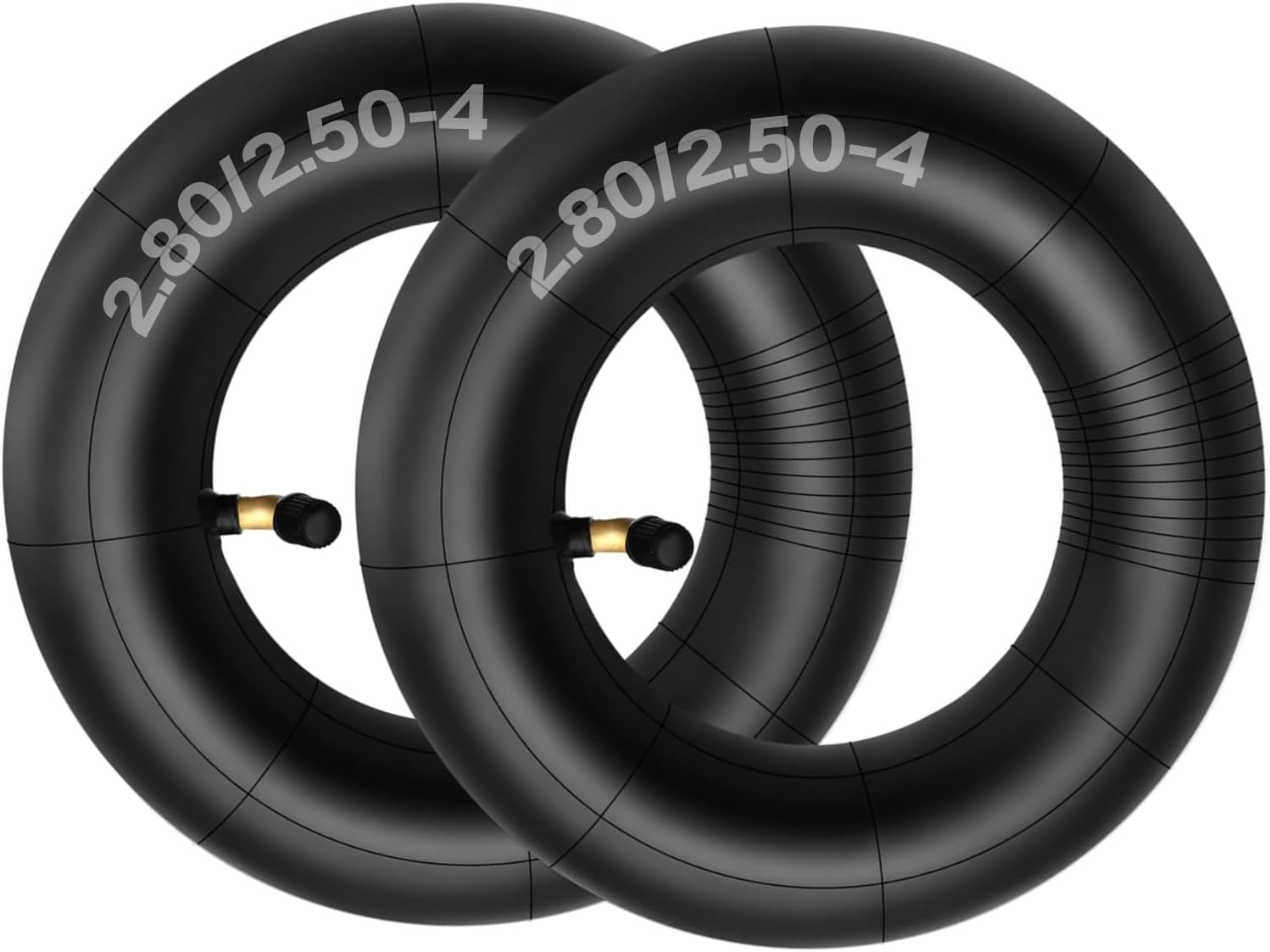 2 Pack 2.80/2.50-4 Inner Tube 280/250-4 2.80-4 2.50-4 280-4 250-4 Tire with Bent Valve Stem for Wheelbarrows, Scooters, Hand Trucks, Lawn Mowers, Dollies image number 1