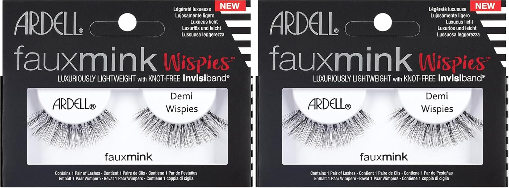 Ardell Faux Mink Wispies Lashes, Demi Black (Pack of 2) image number 3