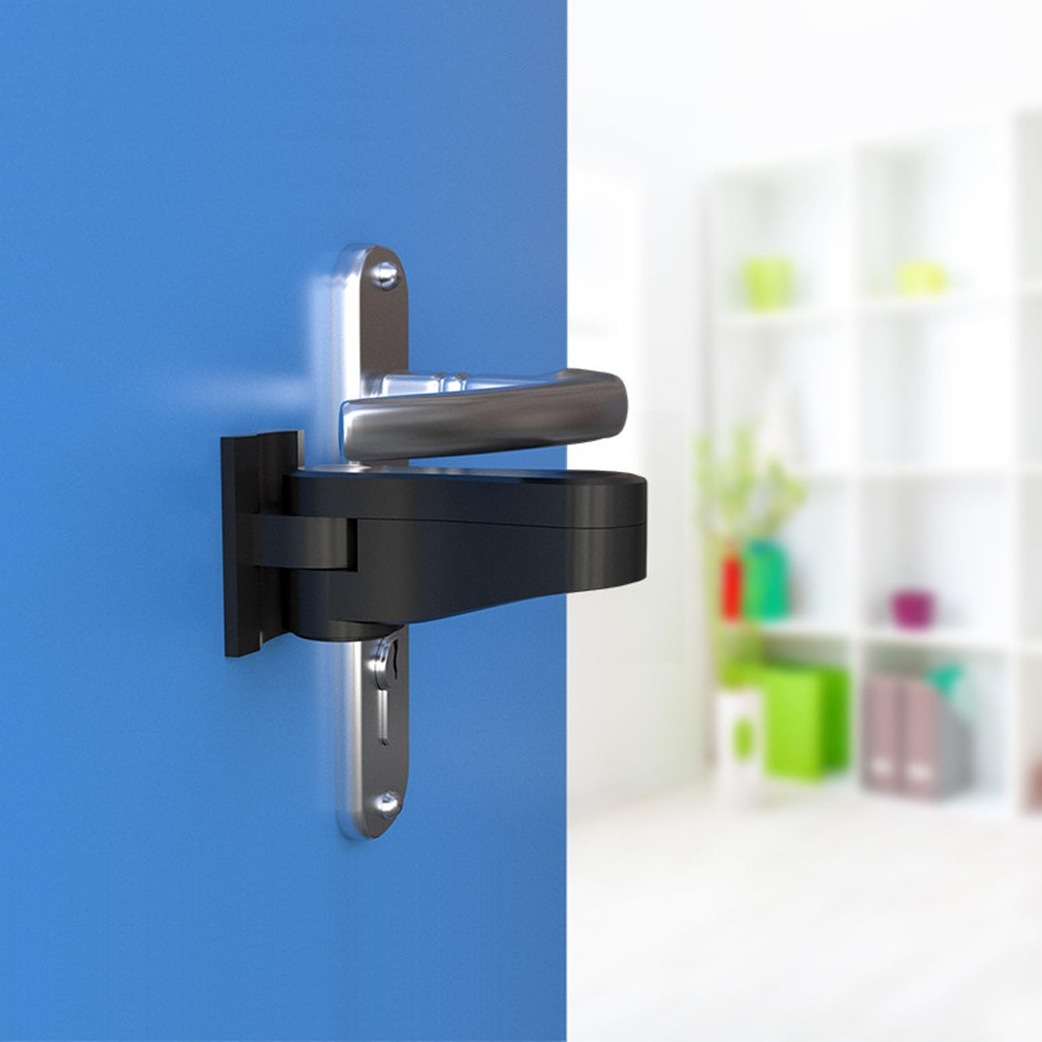 4Pack Child Proof Door Lever Locks,Heavy Duty Door Handle Locks for Baby Safety and Deter Pet Opening the Door, No Drilling Baby Proofing Door Locks（Black image number 4