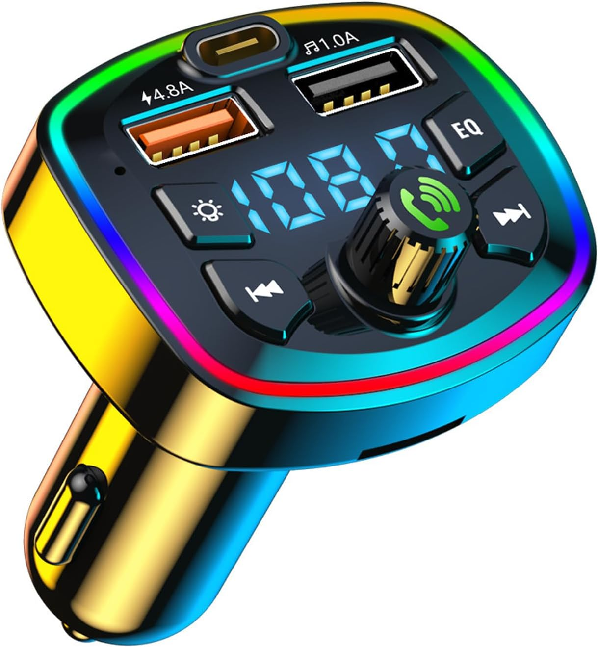 Bluetooth FM Transmitter Car Adapter Dual USB Quick Charge, Hands-Free Calling, Supports TF Card & USB Drive MP3 Playback for Cars image number 1