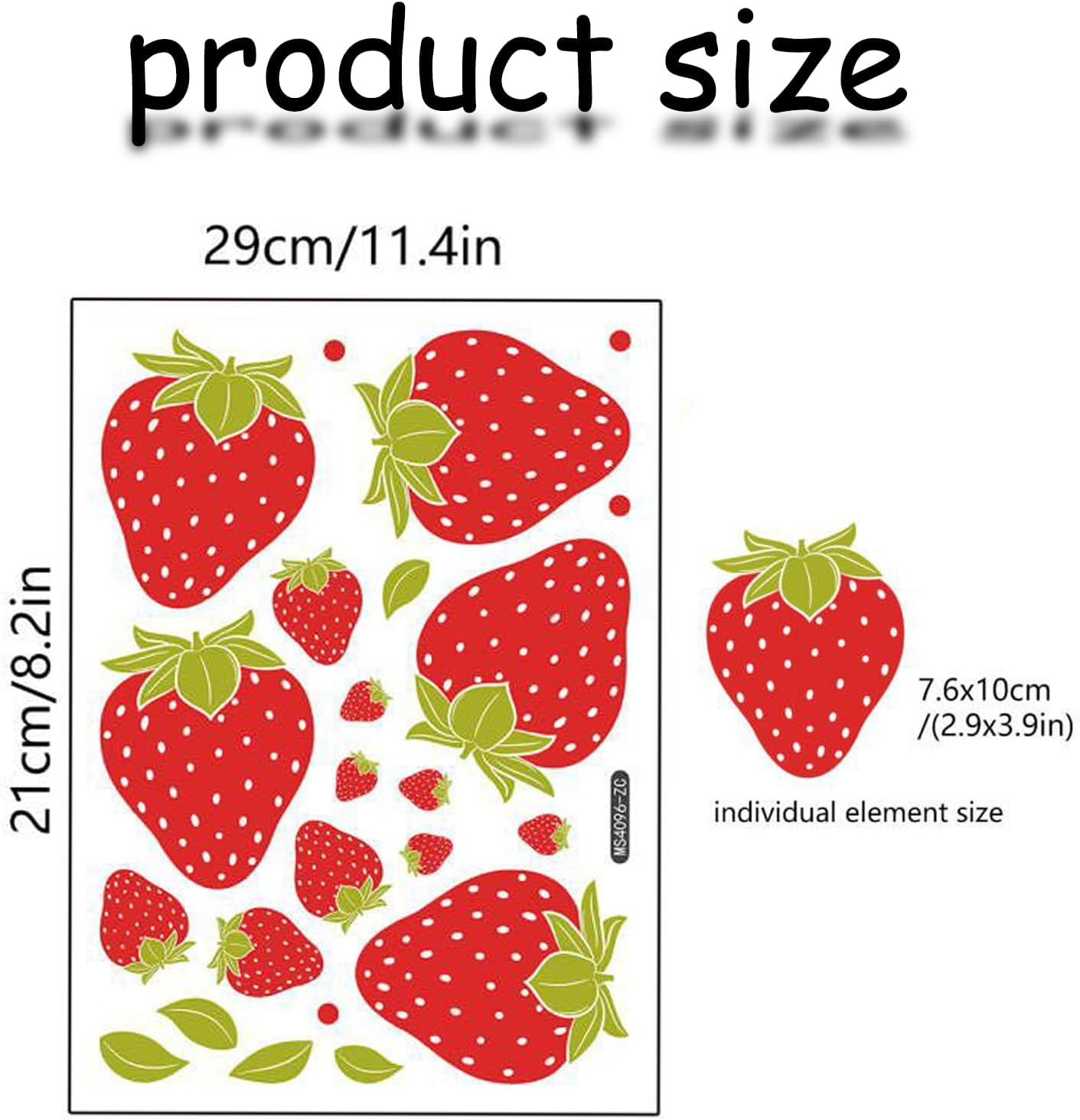 Fokmuaex Strawberry Wall Decals - 4 Sheets Removable Smooth Surface Wall Stickers with Durable Adhesive, Easy to Apply Charming Room Decor for Bedroom, Nursery, Kitchen image number 2