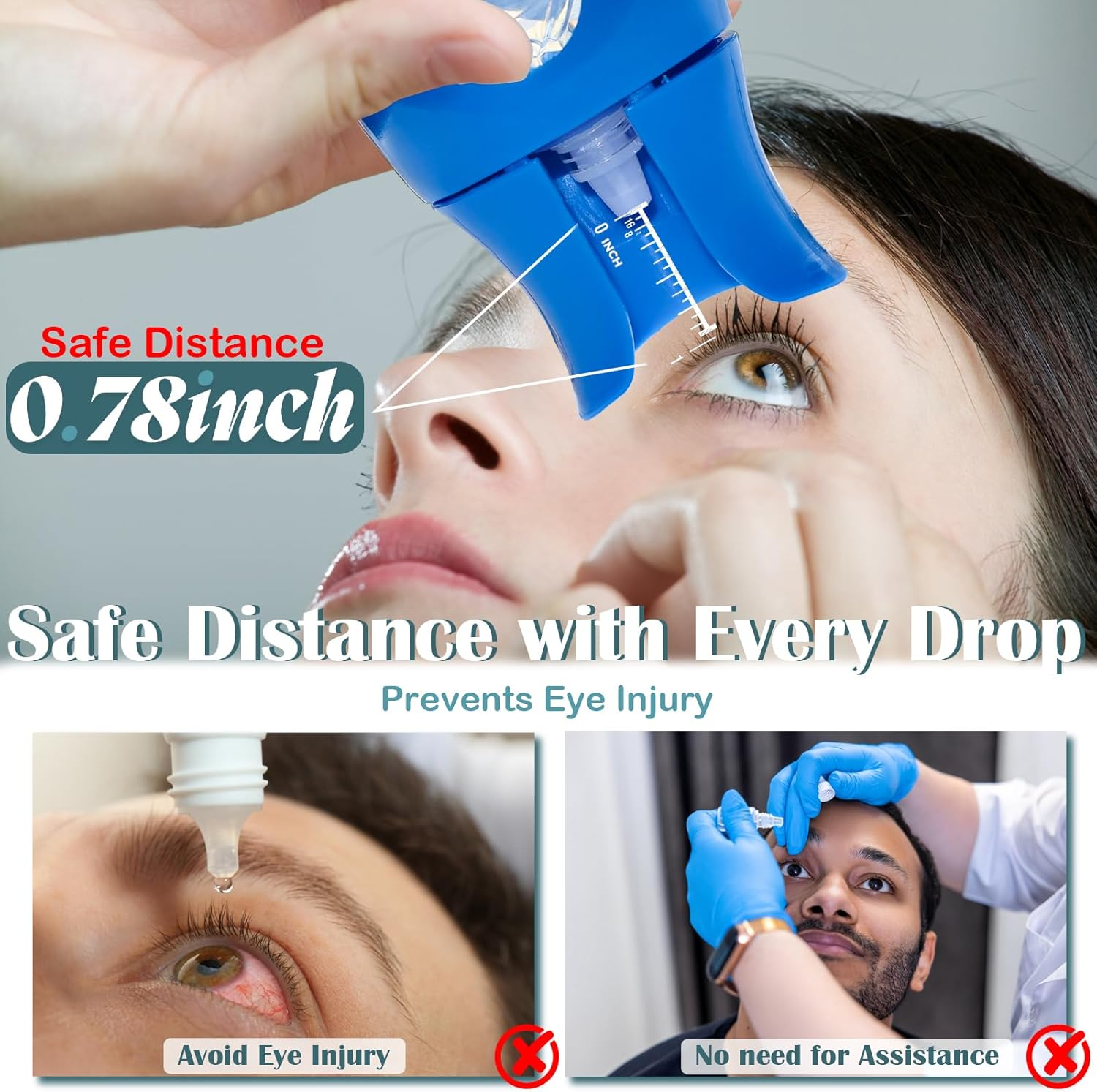 Eyedrop Bottle Guide Adapter - Accurate & Easy Eye Dropper Applicator for Seniors Parkinson'S Arthritis Patients, Reusable Hygienic, Fits Most Standard Eye Drop Bottles, Prevents Waste