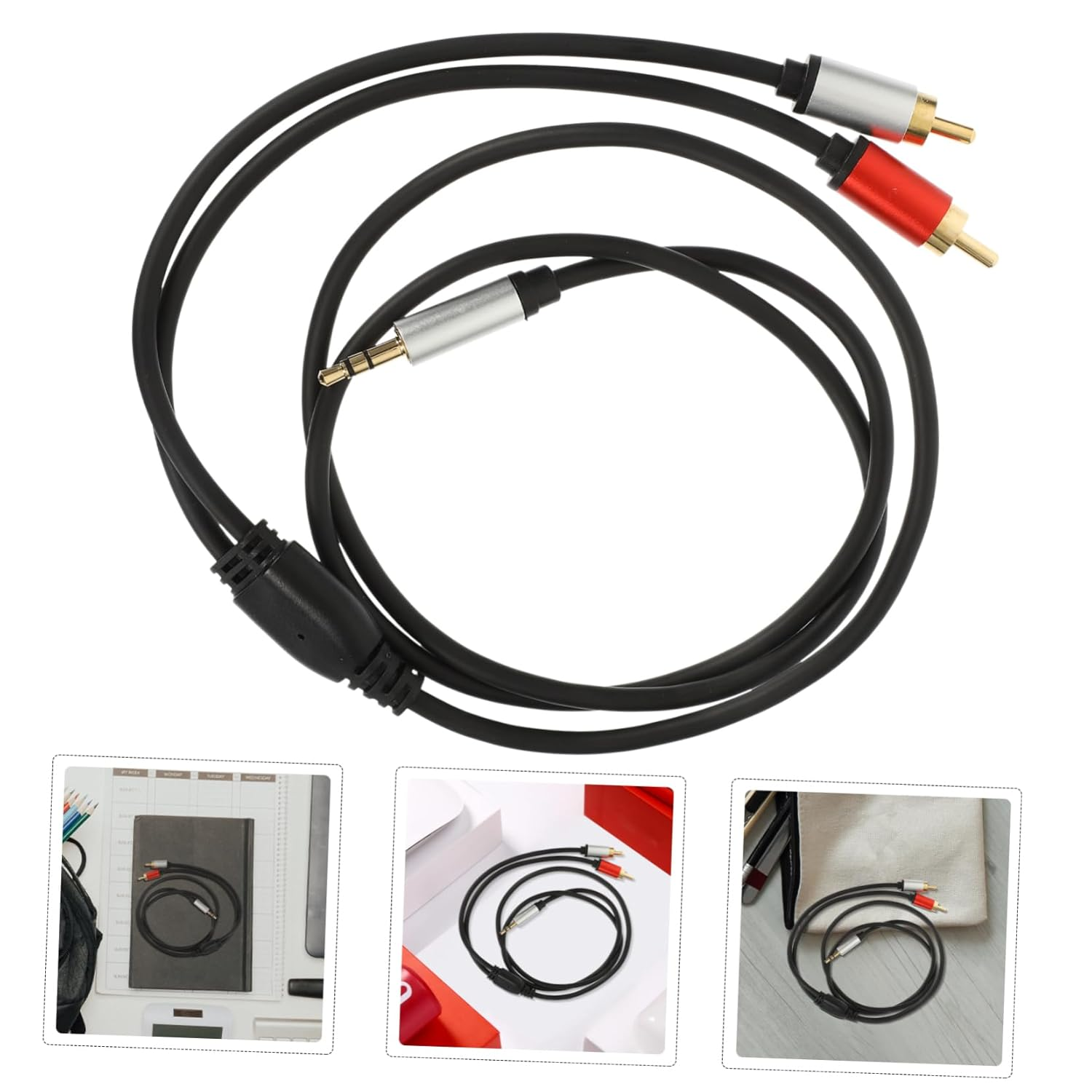 Angoily 2Pcs Audio Cable Adapter Cord for Phone Stereo Aux Cord Splitter Cable to Dual Connector for Home Theater System image number 5