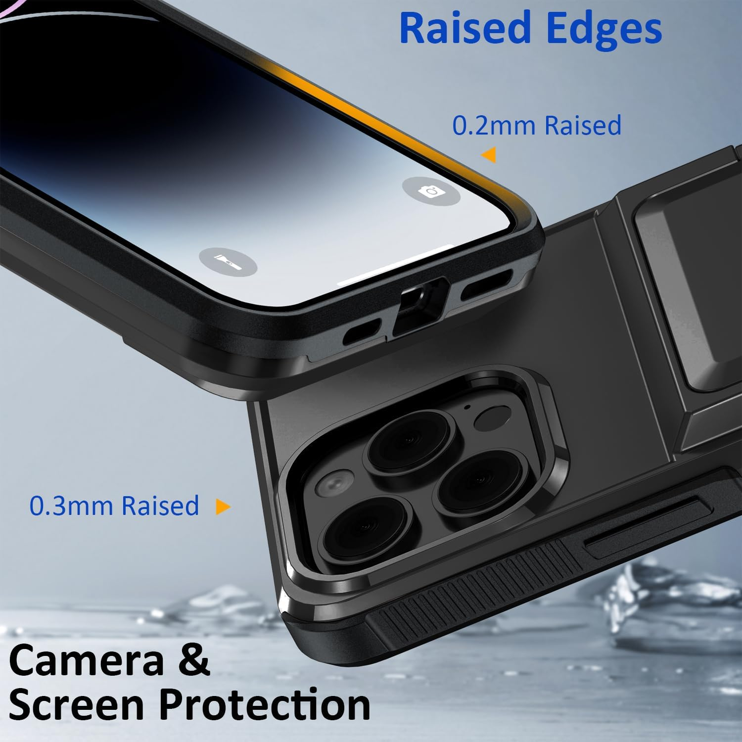 For Iphone 16 Pro Case with Credit Card Holder (3 Cards) &Kickstand, Military Grade Drop Protection, Rugged Hard Back for Iphone 16 Pro Wallet Phone Case, 6.3" 2024 image number 1