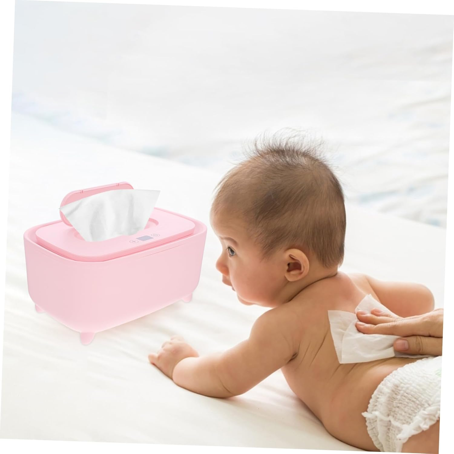 Baby Wipe Warmer USB Portable Wet Tissue Dispenser Adjustable Temperature Cherry Pink Baby Wet Tissue Heater for Newborns Travel Use image number 2