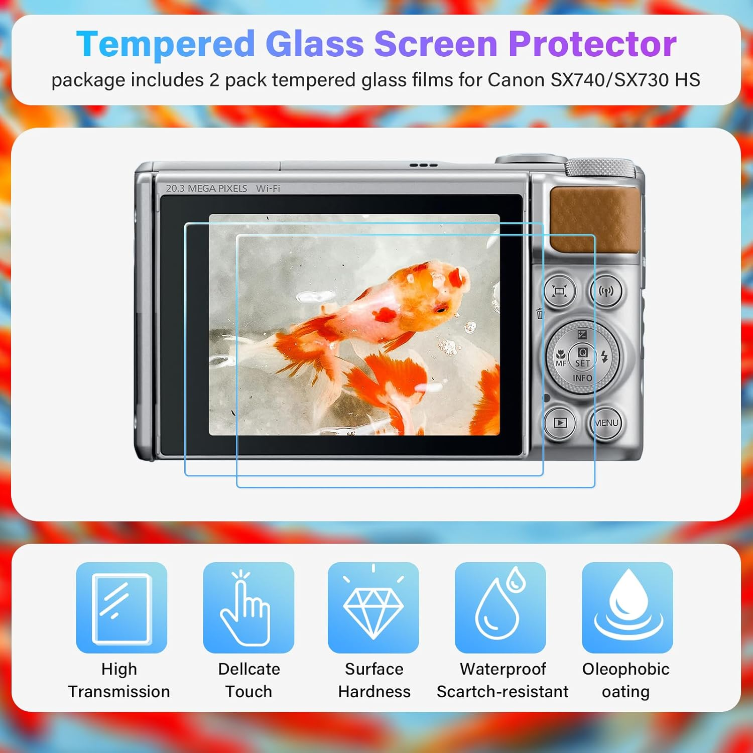 TYUANDOUER SX730 SX740 Camera Case & LCD Screen Protector Accessories Kit, Soft Silicone Case for Canon Powershot SX740 SX730 HS Camera, Body Cover Case for SX740 SX730 with Lens Cap - Black - Misty White image number 5