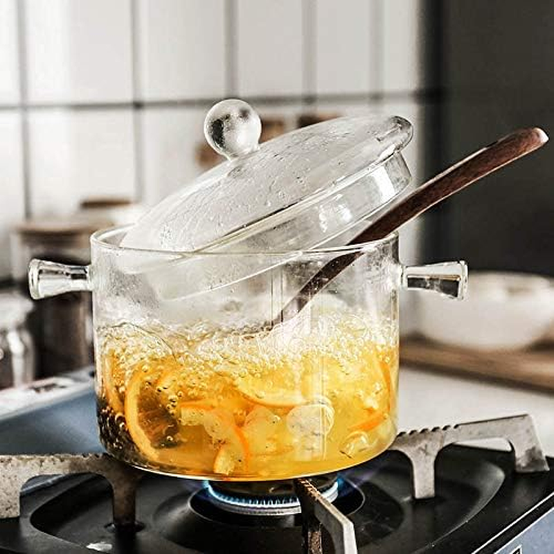 1.5L High Borosilicate Heat-Resistant Glass Clear Pasta Instant Noodle Pot Pan Stew Cooker Baby Food Milk Sauce Hot Pot with Lid Mini Size Cookware image number 4