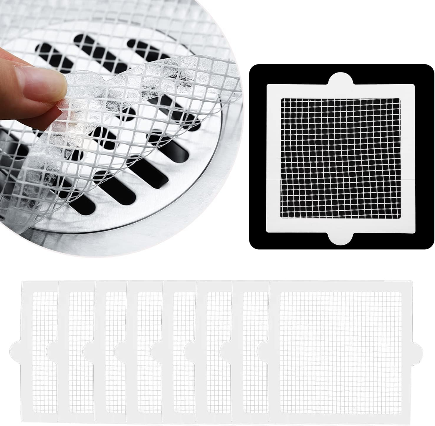 Paifeancodill Disposable Shower Drain Hair Catcher, 30 Pack Mesh Stickers, Drain Filter for Bathtub with Waterproof Adhesion (Square) image number 3