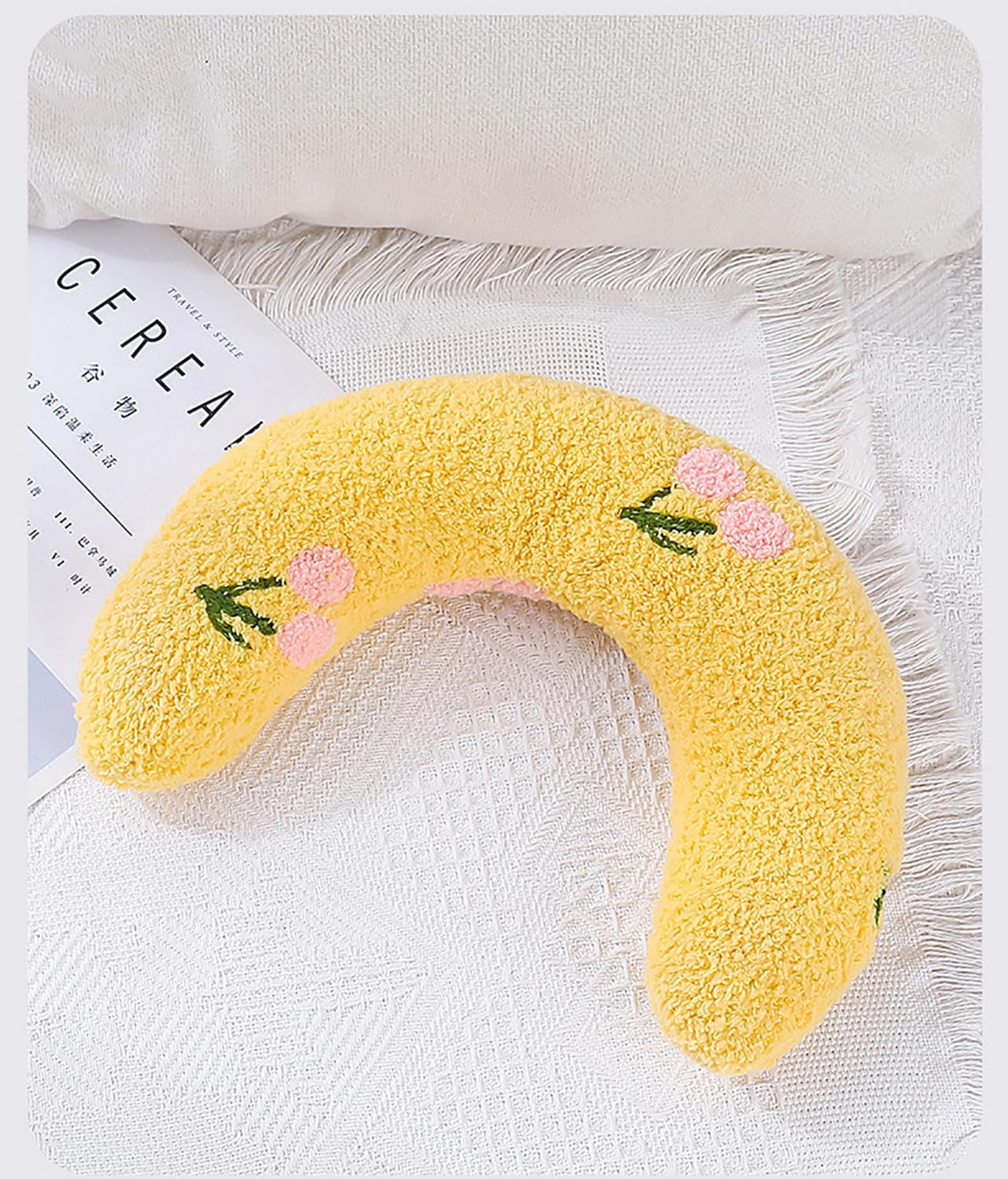 Cat Pillows for Indoor Cat and Small Dog Soft Fluffy Pet Calming Dog Pillows Half Donut Dog Cutated Calming Little for Cats and Dogs Pet Moon (Yellow) image number 4