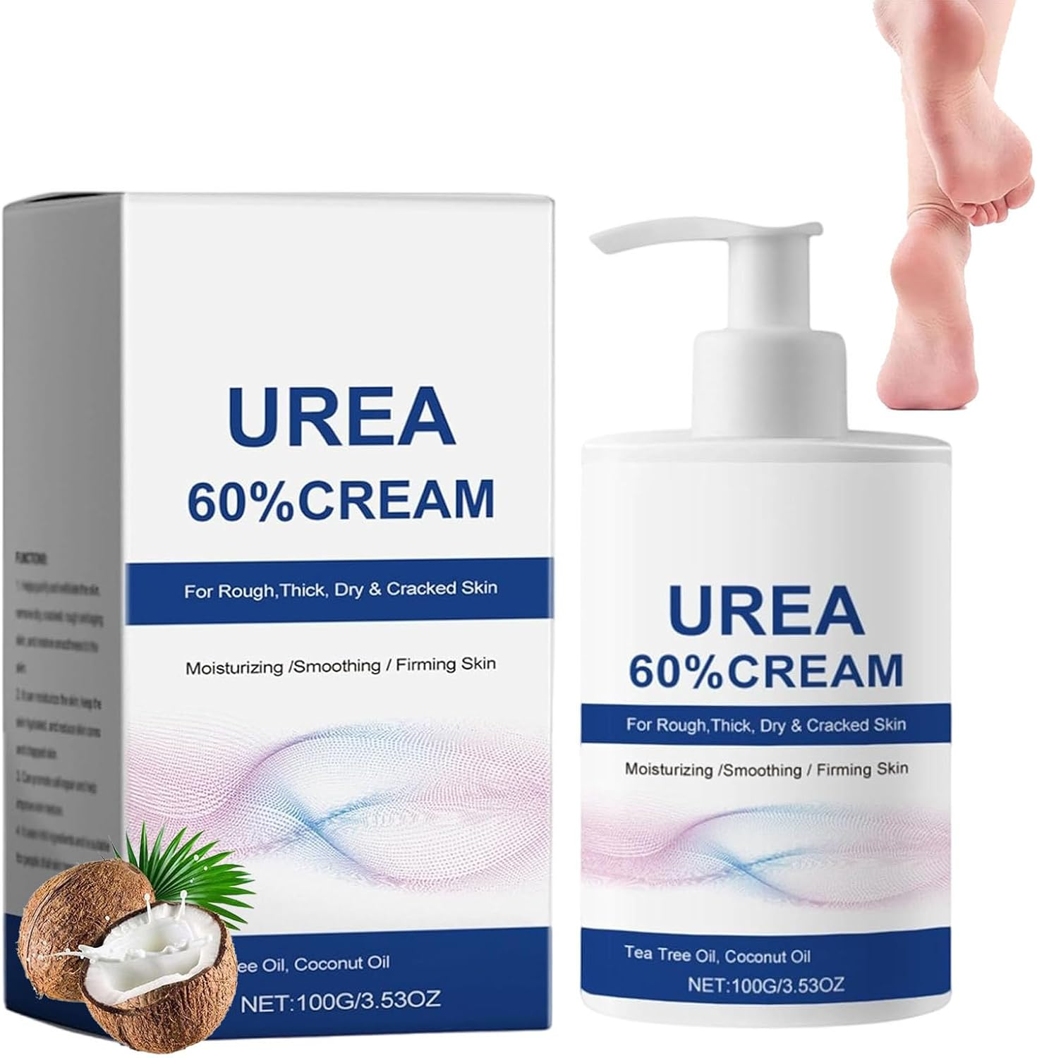 60% Urea Cream, Urea Foot Cream for Cracked Heels and Dry Skin- Urea Cream 60 Percent for Feet, Deeply Moisturizing and Softening, Moisturizer Care for Body Hands & Feet Knees (3Pcs)