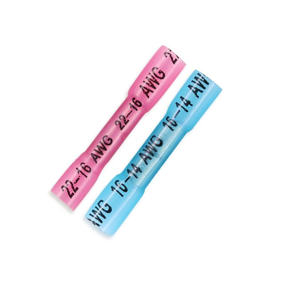 Haobase 200Pcs Heat Shrink Butt Connectors Kit, Insulated Waterproof Electrical Marine Automotive Wire Crimp Terminals, Butt Splice (3 Colors / 3 Sizes)