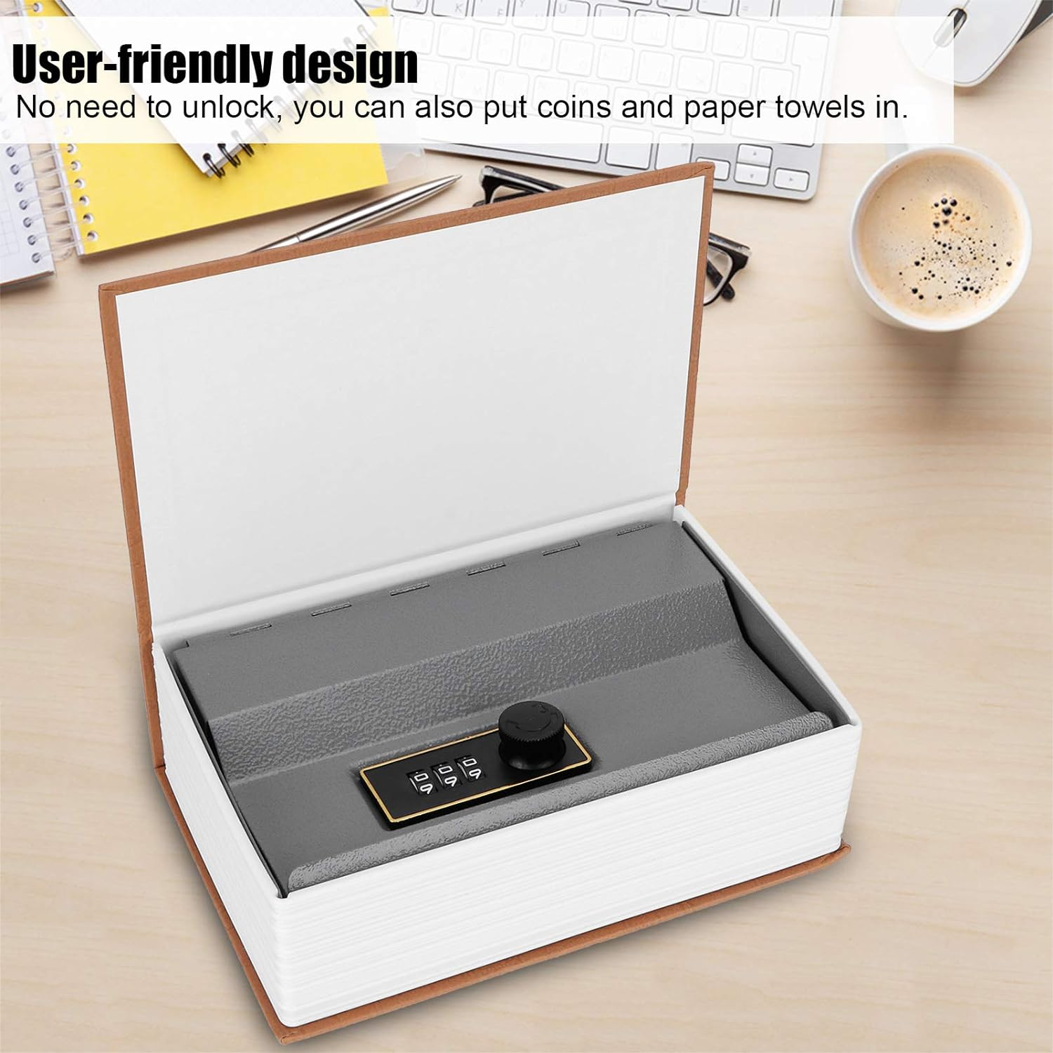 Book Safe with Combination Lock, Money Hiding Box Faux Dictionary Diversion Storage Container Security for Home Office Bookshelf Jewelry Cash Concealment Furniture Hollow Case Hidden Compartment Gift image number 1