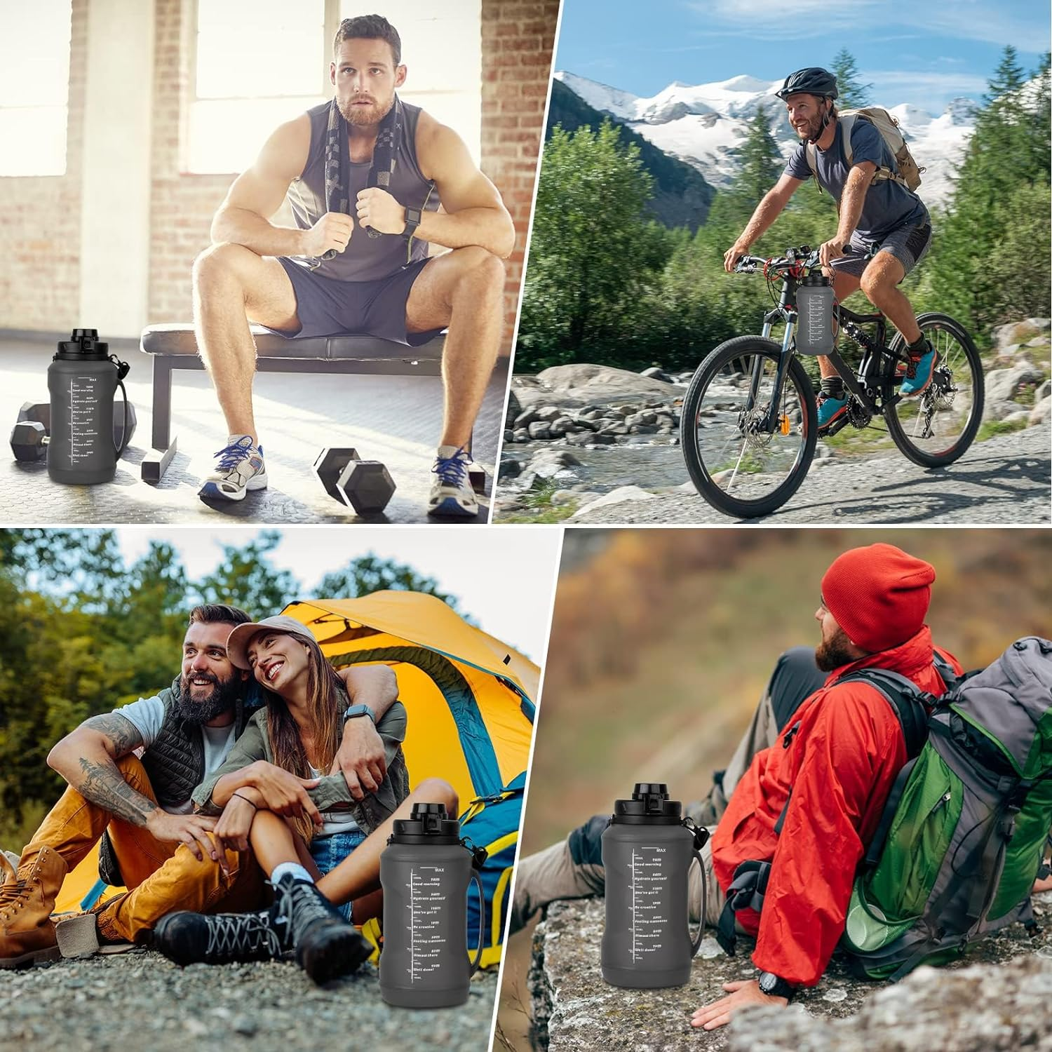 Collapsible Water Bottles, 2L Reusable Collapsible Water Bottle for Travel Leakproof, BPA Free Foldable Silicone Water Bottles with Straw for Traveling Sport Gym Camping Hiking (Black) image number 6