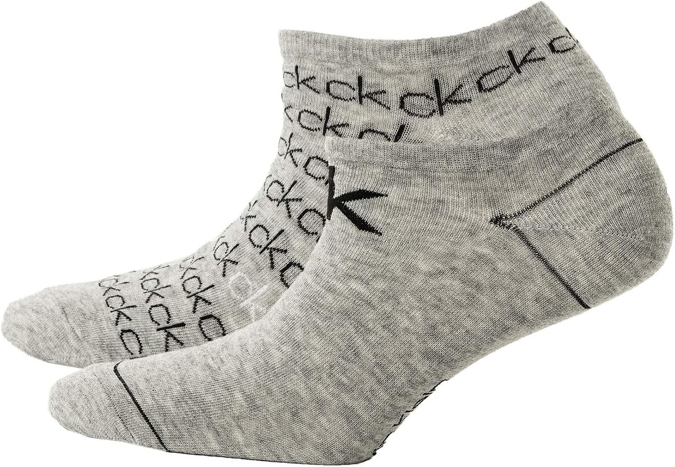 CALVIN KLEIN WOMENS 2PK REPEAT LOGO LINER SOCALVIN KLEINS OXFORD HEATHER image number 2