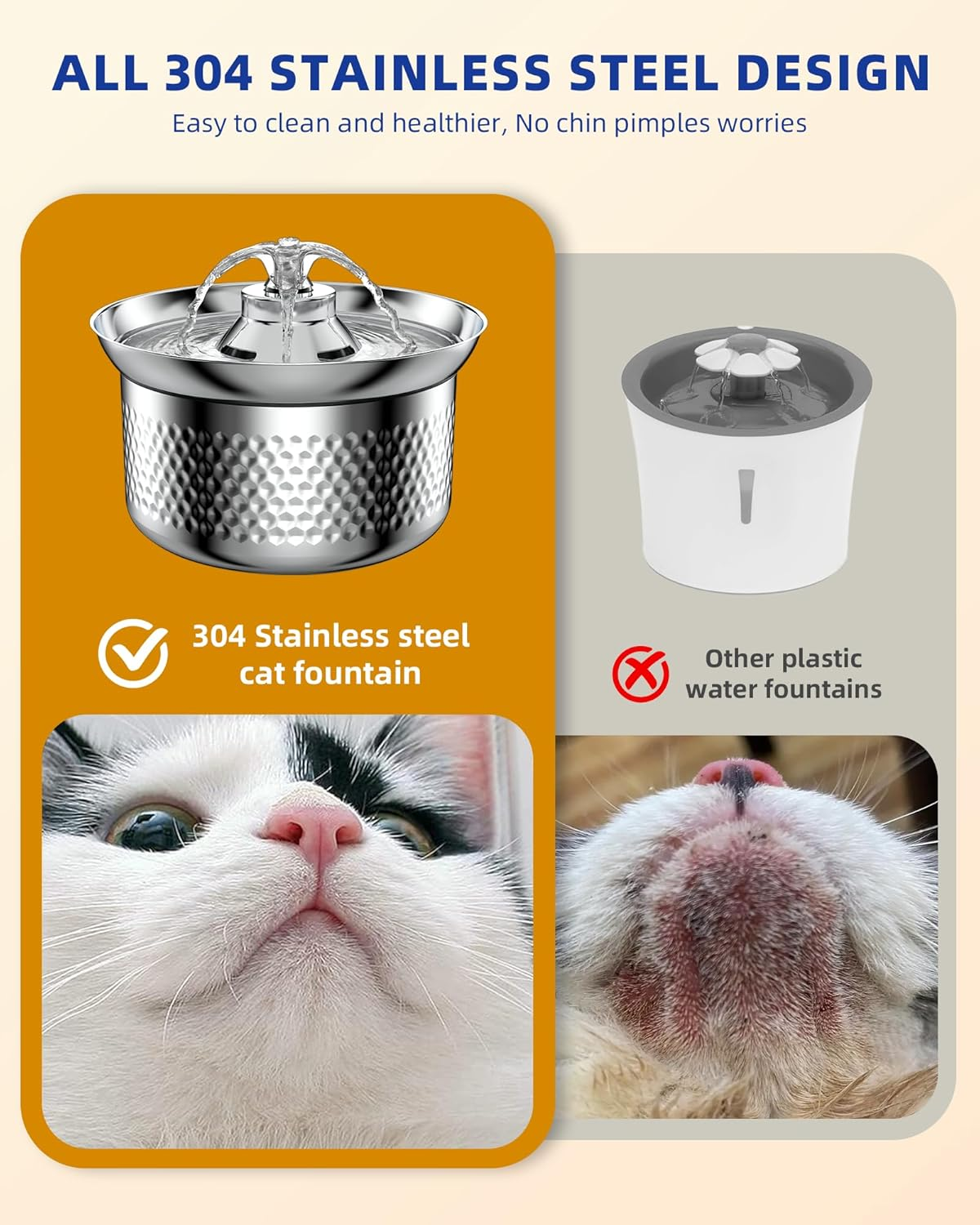 Emperor Pets - Cat Water Fountain & Pet Water Fountain, 108Oz/3.2L Stainless Steel Pet Drinking Fountain - Automatic Cat Water Dispenser & Dog Fountain - Dishwasher Safe, Ultra-Quiet Pump Kitty Spout image number 3