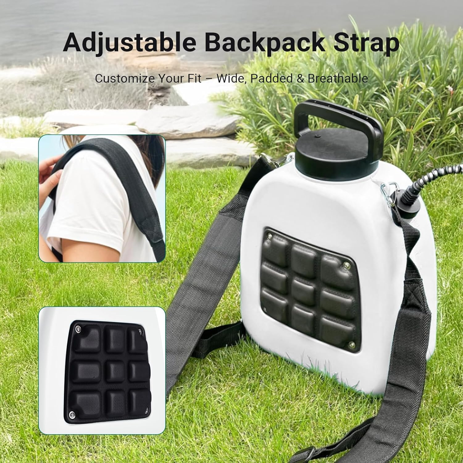 LIWEGHT 12L Battery Powered Backpack Sprayer, 2500Mah USB Rechargeable Electric Garden Sprayer, 5 Adjustable Mist Nozzles, Telescopic Wand for Lawn, Yard & Weed Control image number 5