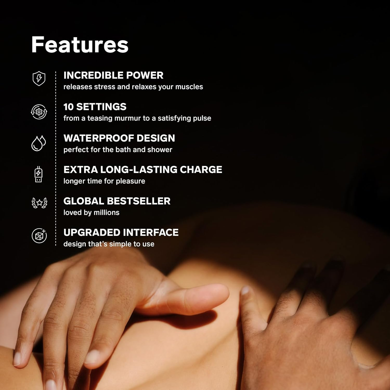 LELO SMART WAND 2 Large All-Over Body Handheld Waterproof Vibrator and Wand Massager, Vibrating Massager for Her and Wand Massagers for Neck and Back with 10 Vibration Patterns, Black - Black image number 3