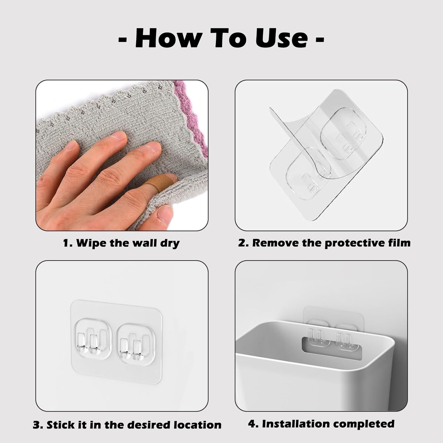 Pack of 2 Wall Mounted Storage Boxes, Door Organiser, Cupboard Organiser, Hanging Bathroom Organiser, Drawer, Self-Adhesive, Multifunctional, Suitable for Fridge, Kitchen, Bathroom, Bedroom (White) image number 6