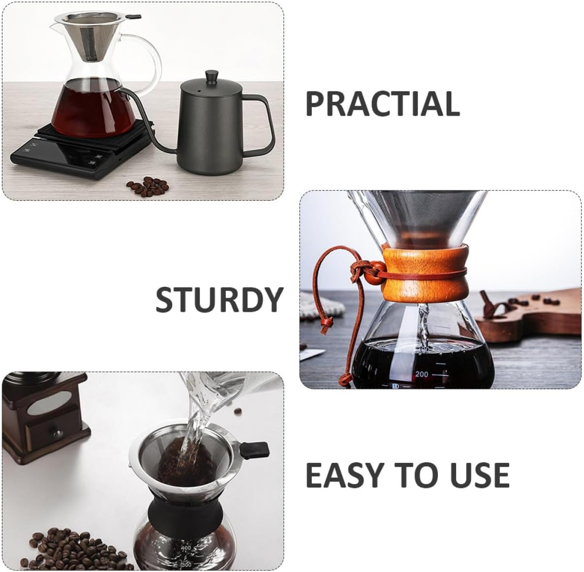 TOYANDONA Reusable Stainless Steel Coffee Filter Mesh, Sturdy Multipurpose Drip Coffee Sifter with Handle for Manual Brewing, Rust-Resistant Tea Strainer Suitable for Home and Travel Use Random Style image number 6