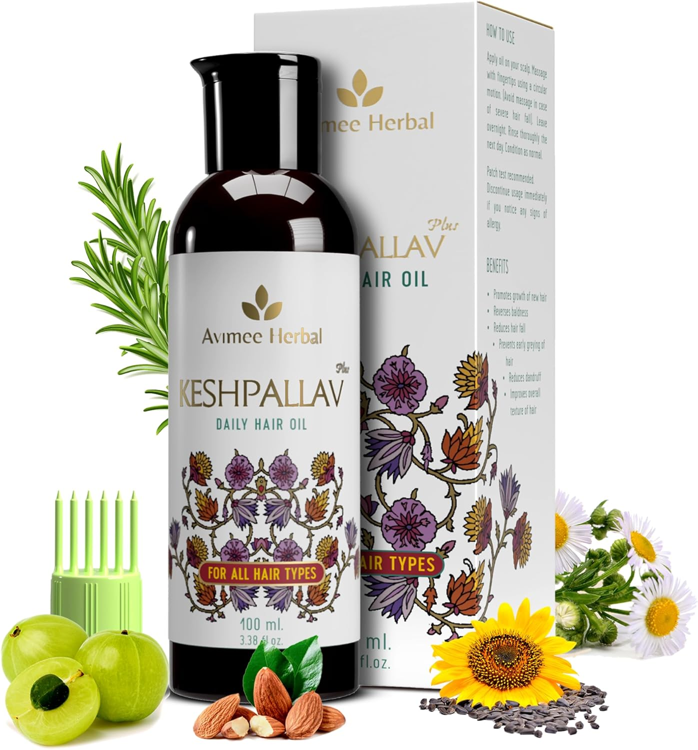 AVIMEE HERBAL Keshpallav plus Hair Oil for Unisex 100 Ml image number 5