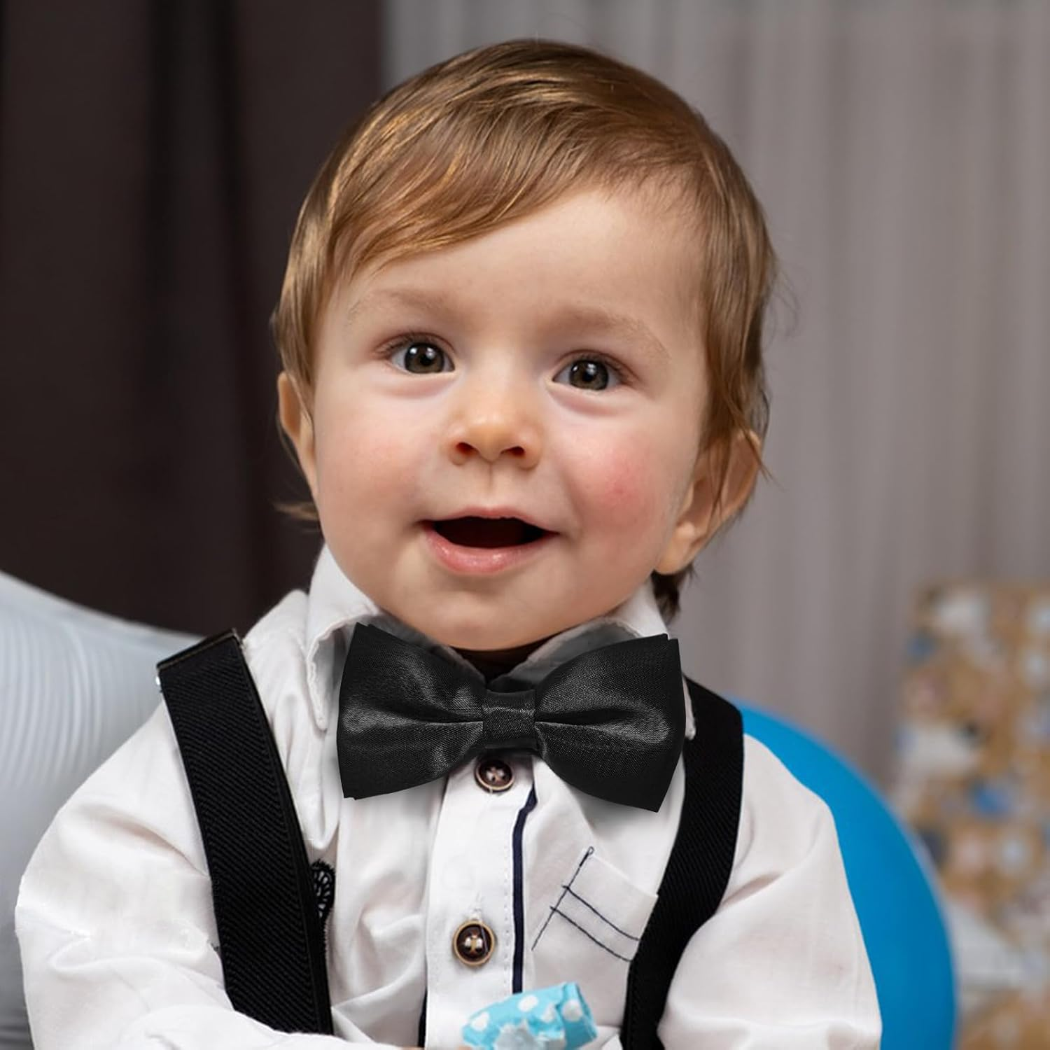 Adjustable Kids Bow Tie Pre-Tied Bowtie Classic Solid Color Children Bow Tie Neck Bowtie for Kids Wedding Party Photo