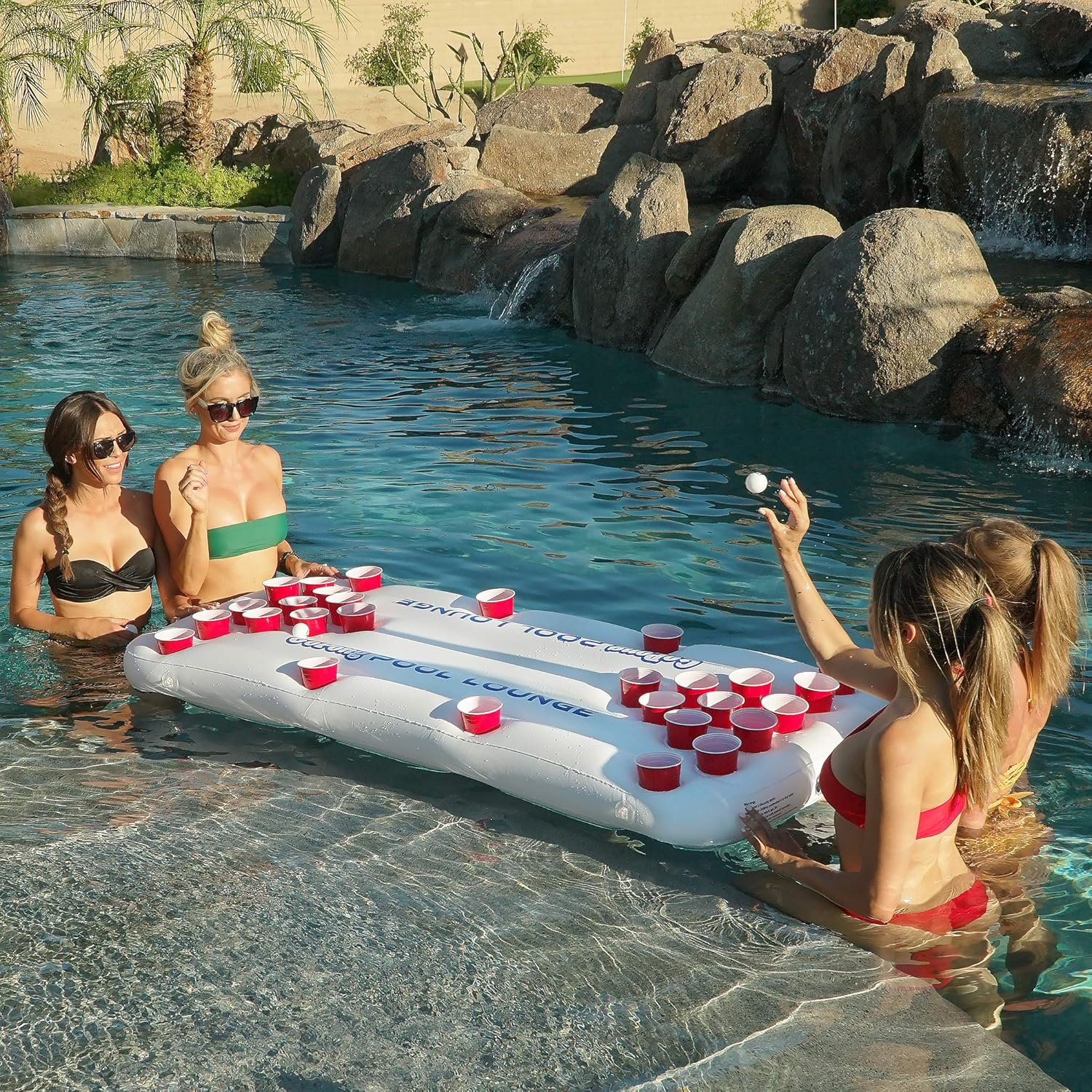 Gopong Pool Lounge Beer Pong Inflatable with Social Floating, White image number 4