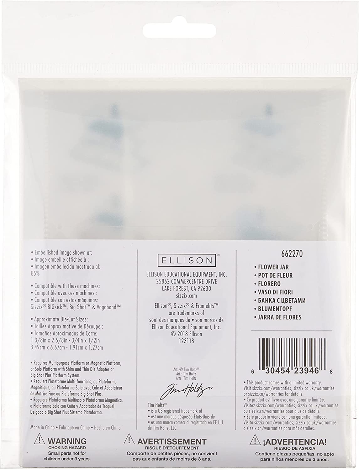 Sizzix Die Set, Flower Jar by Tim Holtz, 16 Pack, Multi Color, One Size Framelits, Multicolor image number 2