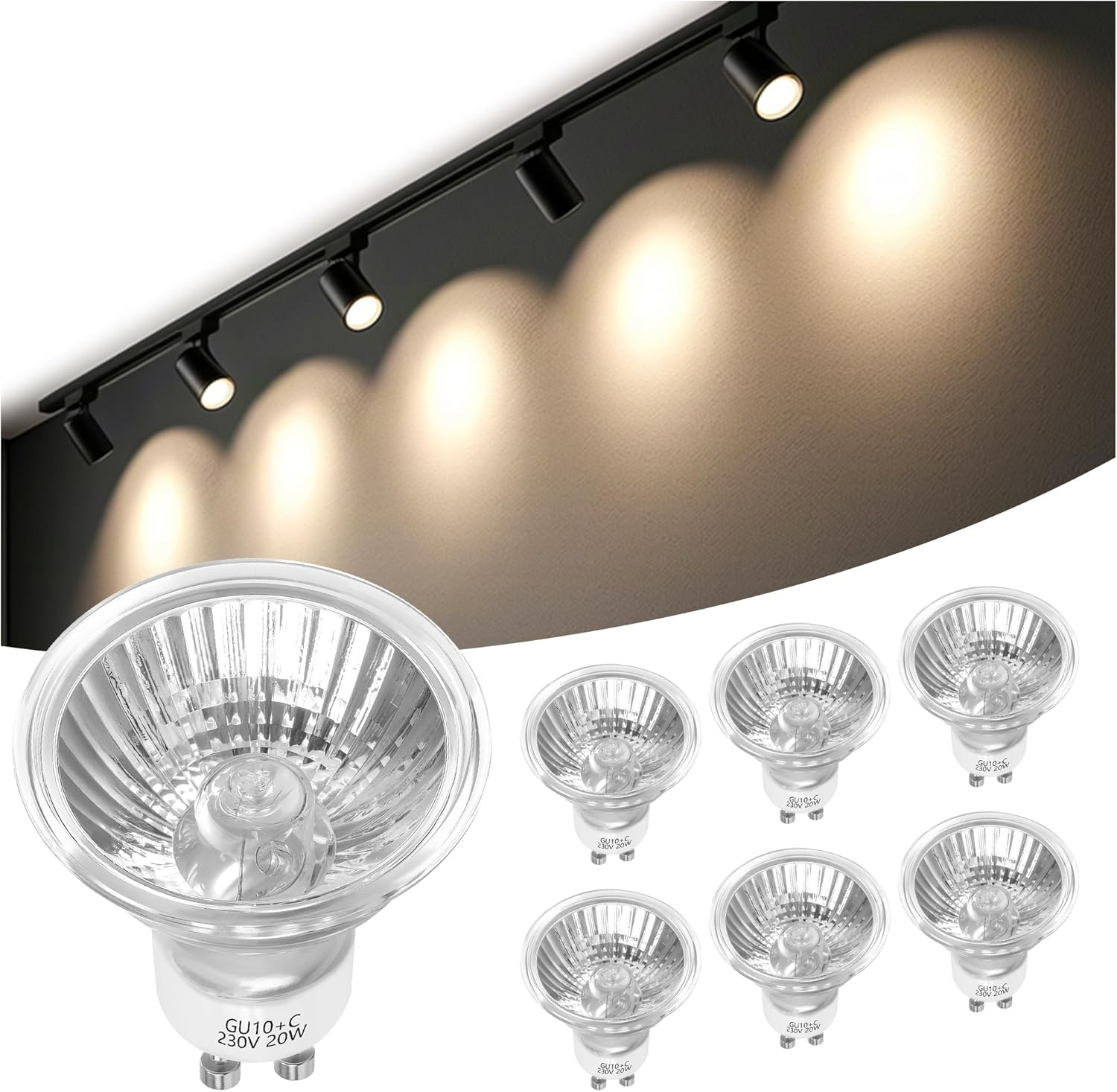 Elalove Halogen Bulbs MR16 GU5.3 12V 20W Pack of 6 High Brightness Long Life Energy Saving High Temperature Halogen Lamp Compatible with Various Scenarios Warm and Cool White