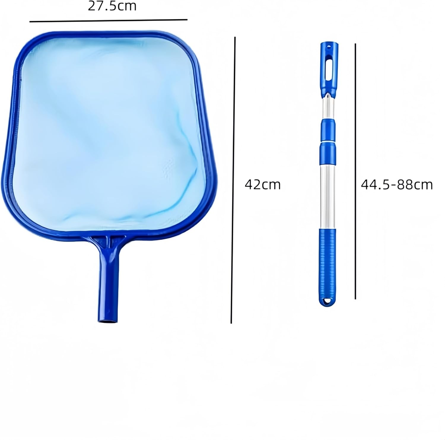 Professional Pool Skimmer Net, Heavy Duty Swimming Pool Leaf Cleaning Net with Telescopic Pole, 3 Section Pole, Adjustable Swimming Pool Cleaning Leaf Skim Net, Skimmer Mesh Rake Net for Pools image number 3
