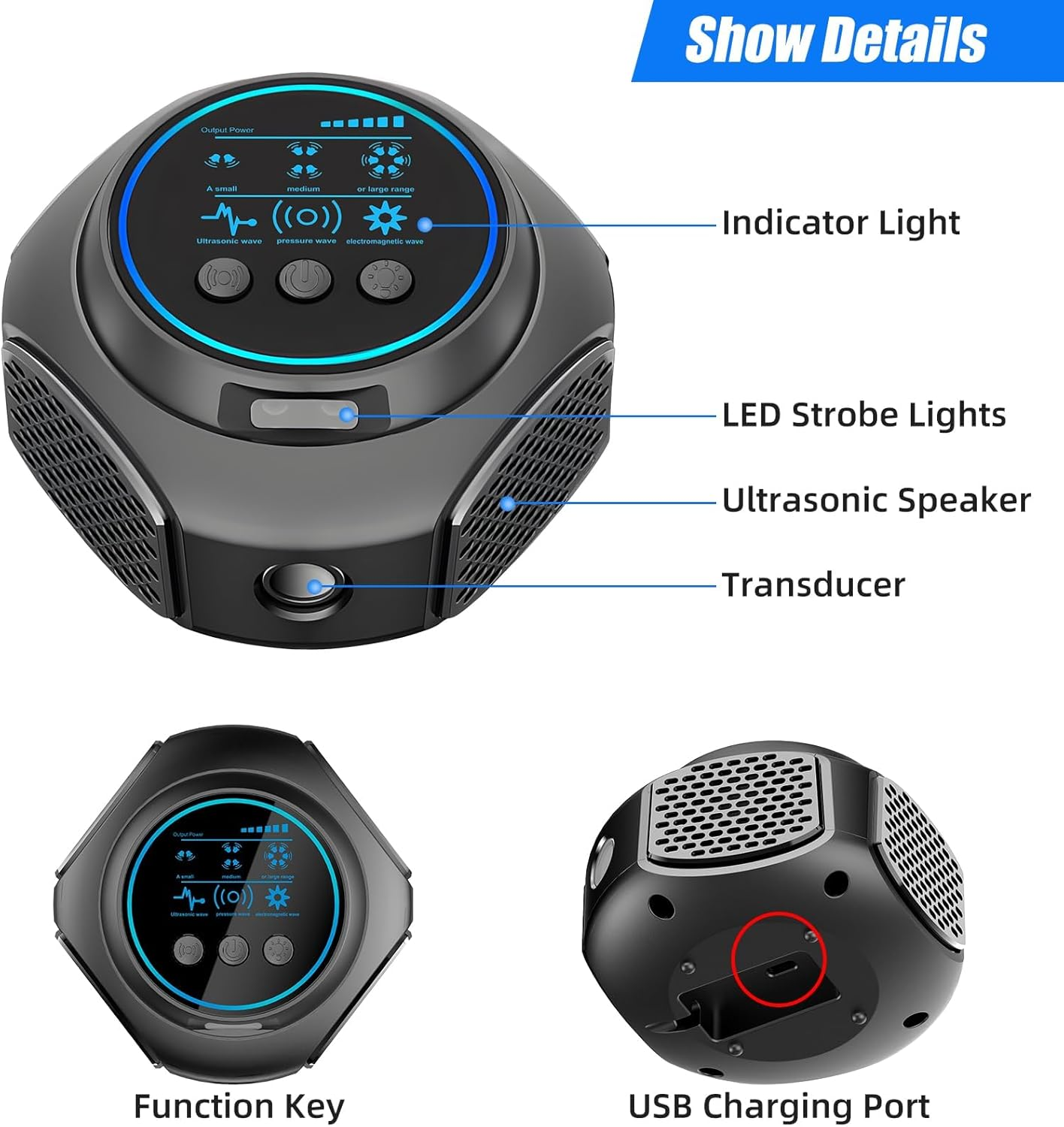 Rodent Repellent Ultrasonic Plug In, Mice Repellent Indoor with 4 Working Modes, Mouse Squirre Spider Rat for House Attic Garage Kitchen Office (Black)