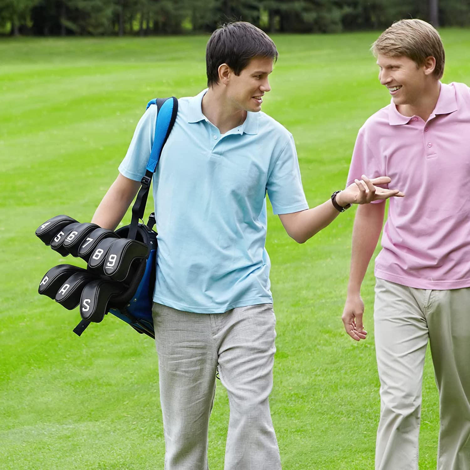 BIG TEETH Golf Hybrid Iron Head Cover 9Pcs Hybrid Head Covers Set Long Hybrid Iron Covers, Golf Club Covers W/Big NO. for Cleveland Launcher, Cobra T Rail Hybrid Irons image number 2