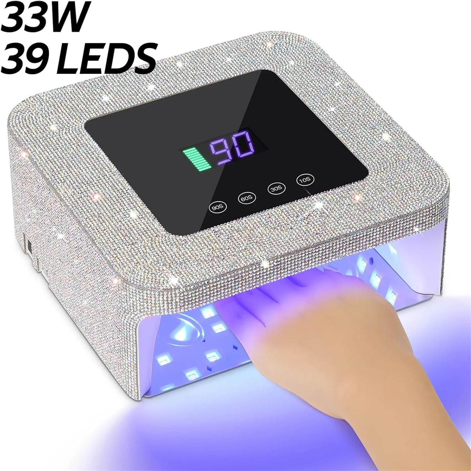 Dianabeauty UV LED Nail Lamp Rechargeable 33 Leds Dryer Touch Screen 4 Timers Art Manicure Cabin for Nails(H15 with Diamond) image number 5