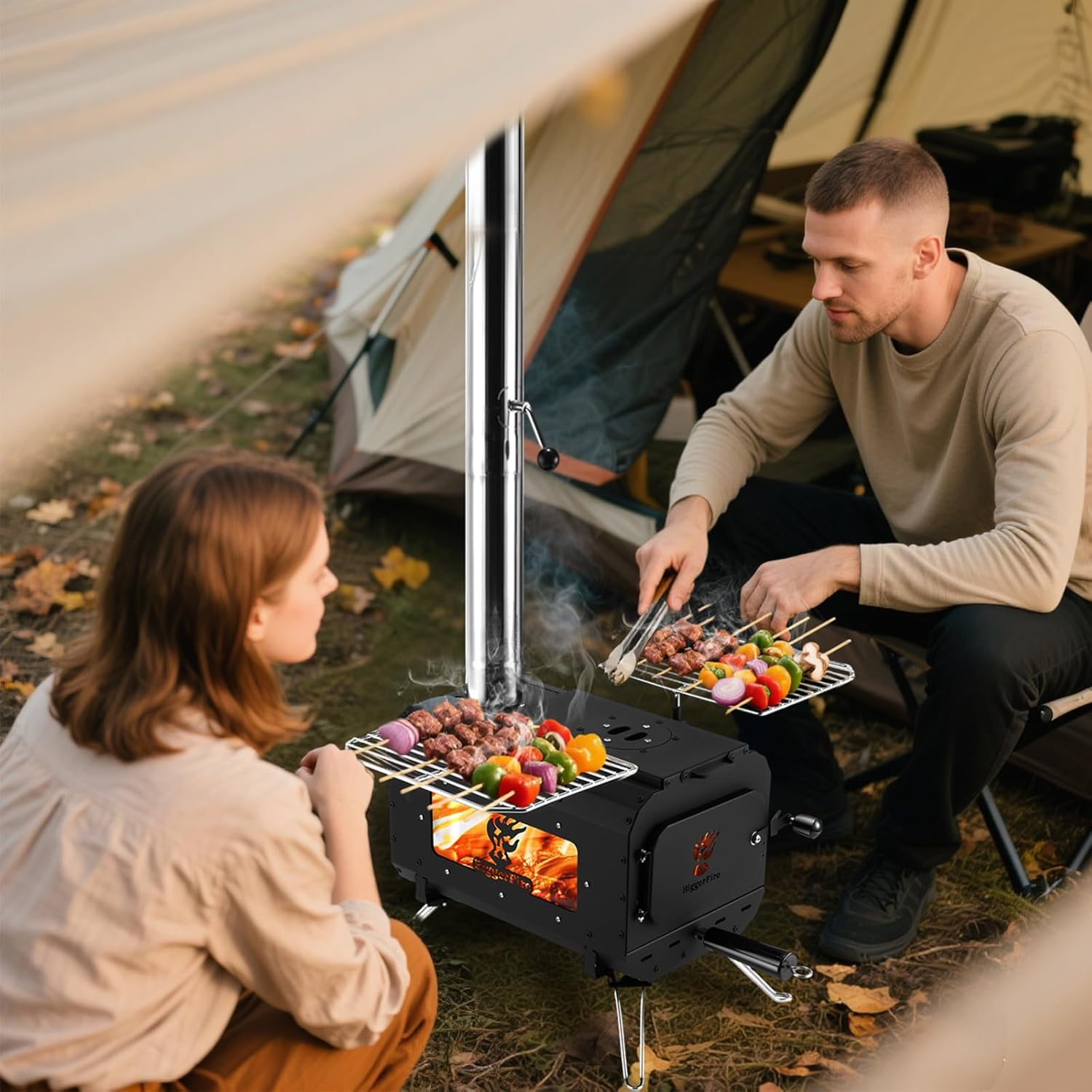 Biggerfire Tent Stove Portable Camping Stove Black Wood Stove Tent Heater for Tents Accommodation and Outdoor Camping image number 6