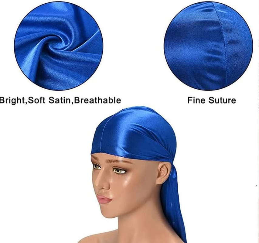 AIMALL Velvet Durag Silky Hat Cap Men Women Premium Designer Doo Rag Wave Silk Headwear-Silky Wave Cap with Premium Comfort - Purple image number 3