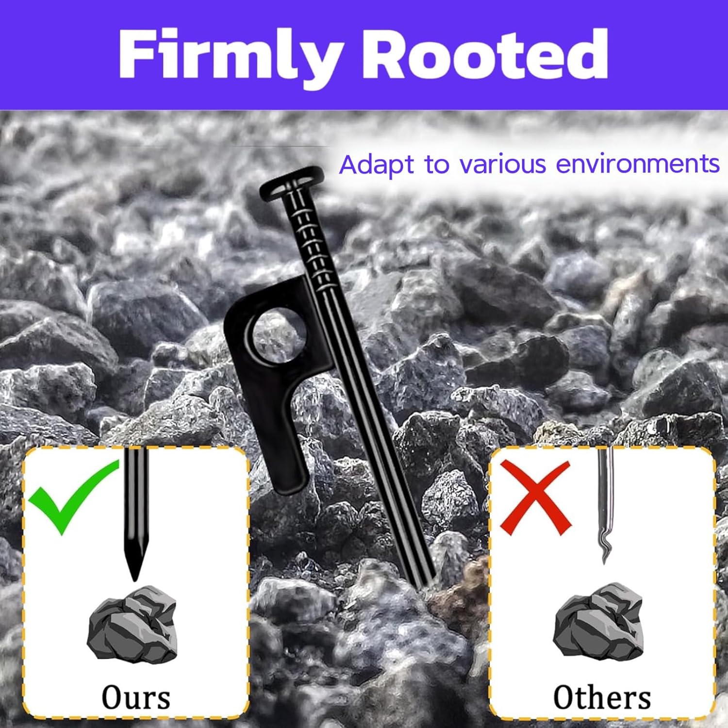 Tent Pegs, 4 Pcs Tent Stake Set, 7.87 Inch Heavy Duty Forged Steel Tent Stakes, for Camping Steel Stakes