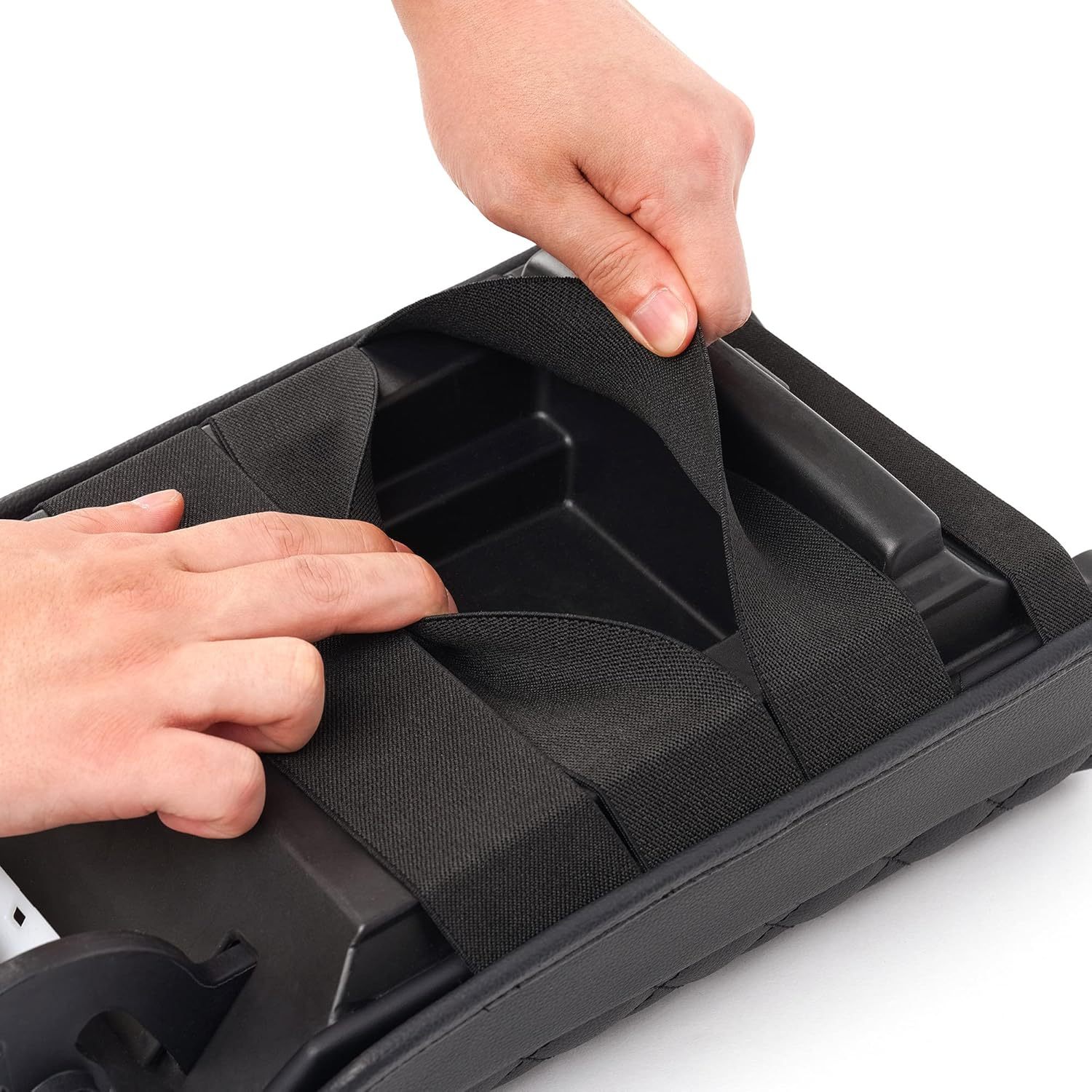 KMMOTORS Model Y, Model 3 Center Console Cover Quilting Black, Armrest Cushion, Console Protector, Vegan Leather, Tesl* Accessories image number 4