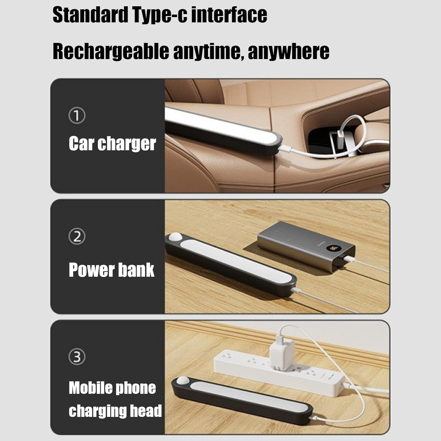 2Packs Car Boot Light with Motion Sensor, USB-C Rechargeable Magnetic LED Dome Light for Car Interior & Home. Auto On/Off, Super Bright, Easy 3M Install image number 1