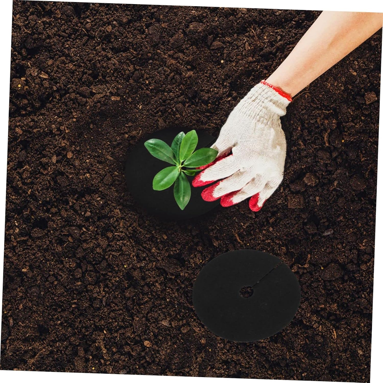 Kisangel 20Pcs round Grass Fabrics Non-Woven Cloth Weed Control Cloth Tree Ring Control Ring for Gardening Ground Protector Outdoor Cover image number 5