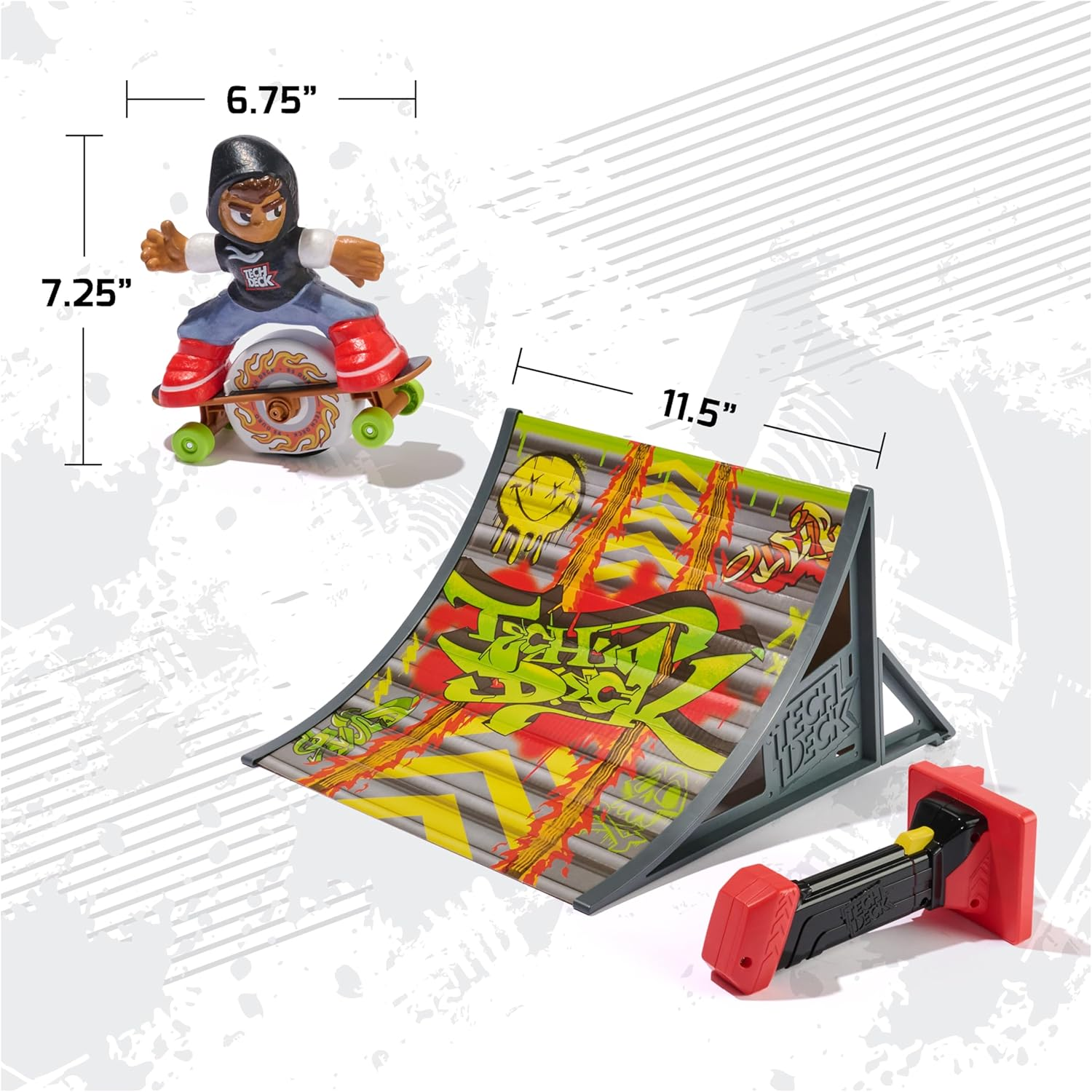 Tech Deck Shred N' Blast Sk8Board, Motorised Finger Skateboard Toy with Rider and Ramp for Fast Tricks and High Jumps, Kids Toys for Boys and Girls Ages 6 and Up