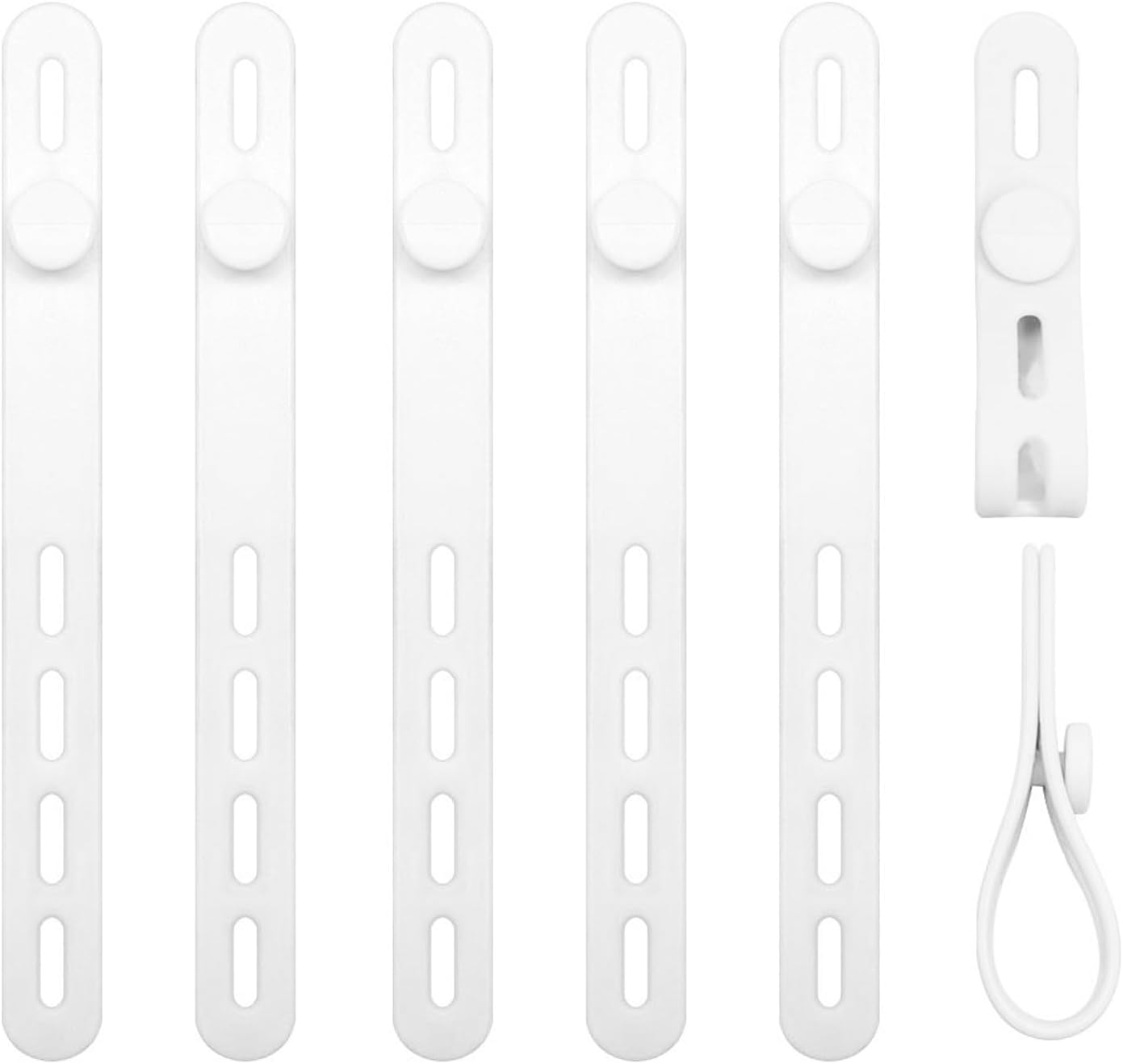 JZS 15PACK Silicone Cable Ties - Reusable, Washable, Adjustable for Cable Management