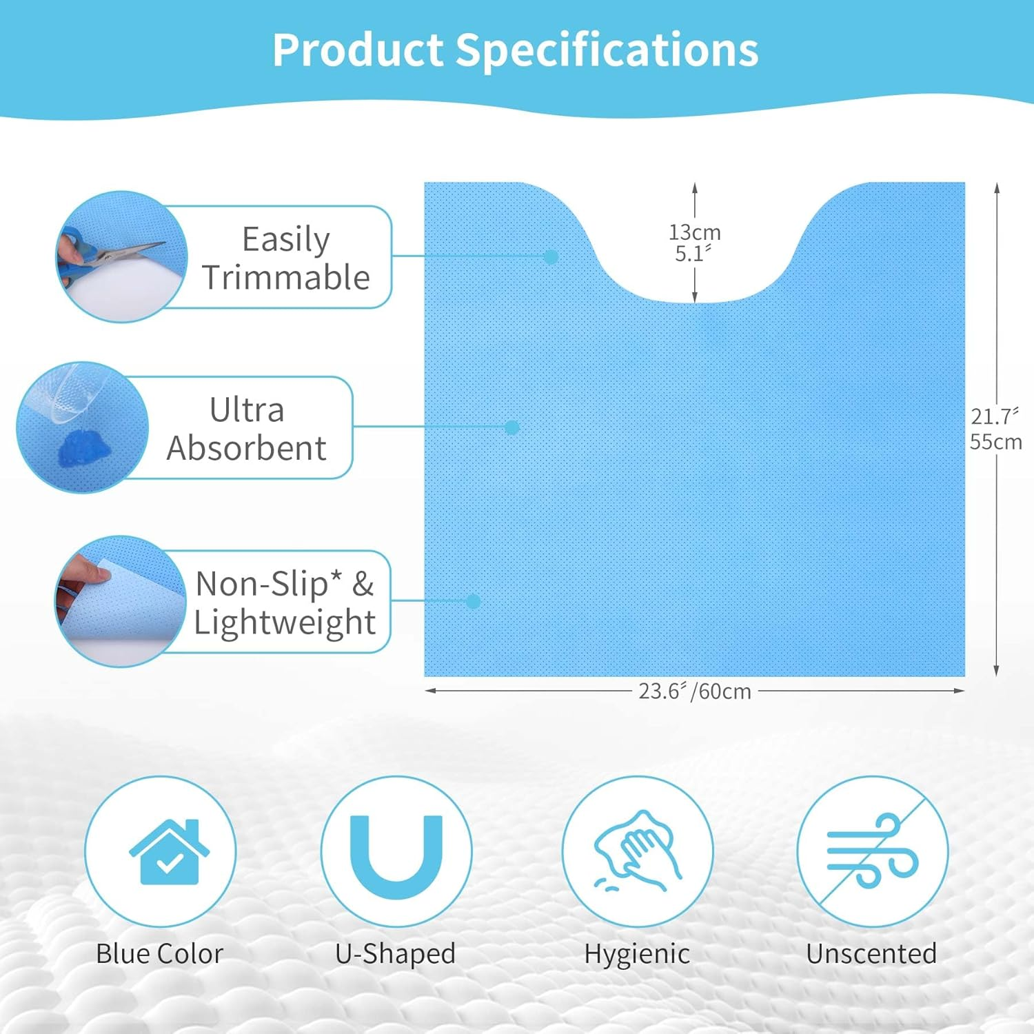 BREENHILL 25 Pack Disposable Toilet Mats for a Hygienic & Stress-Free Everyday Home Bathroom Experience,Toilet Floor Protector from Urine,Disposable Toilet Floor Mat for Urine image number 2