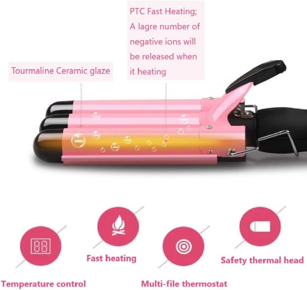 Hair Curling Iron 1 Inch 3 Barrel Hair Crimper Ceramic Two Gear Temperature Control Hair Waving Styling Tools image number 1