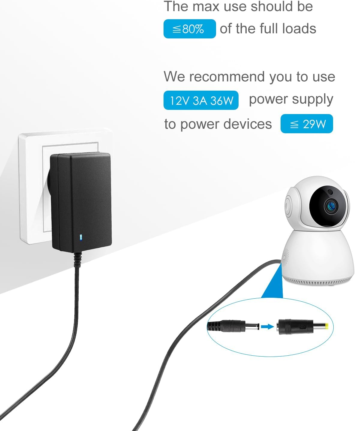 ALITOVE 12V 3A Power Supply Adapter DC 12 Volt 36W 3000Ma 2.5A 2A 1.5A 1A Power Converter Transformer with 5.5X2.5 5.5X2.1 5.5X3.0 5.5X1.7 4.8X1.7 4.0X1.7 3.5X1.35 3.0X1.1 2.5X0.7 6.3X3.0 10 Tips image number 6