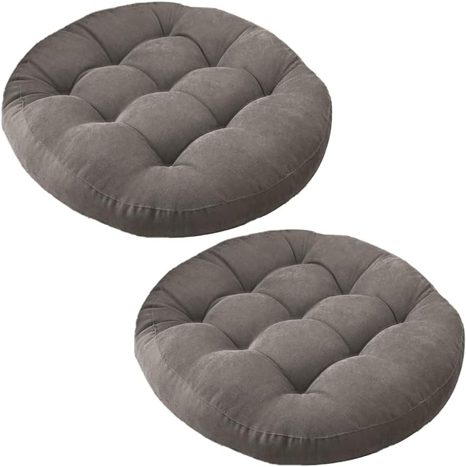 2 Pack Floor Pillow, round Seat Cushion, Floor Cushion Seating with Adults Kids, Tufted Corduroy Floor Cushions for Living Room Tatami,For Home,Bedroom (Coffee)