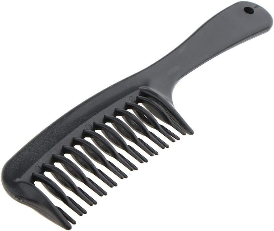 2 Pieces Anti-Static Black Plastic Double Row Comb Long Straight Curling Hair Styling Beauty Tool